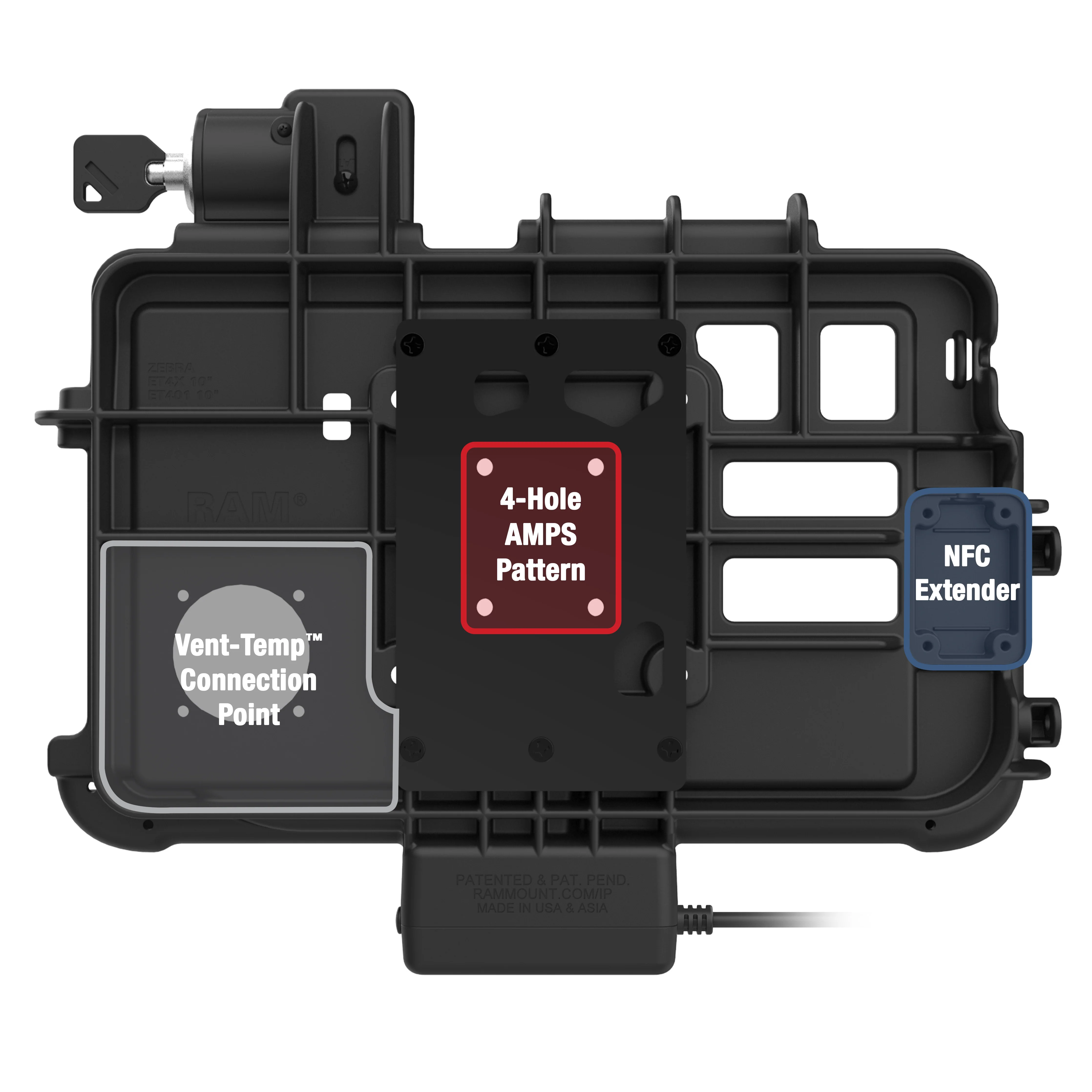 Locking GDS® Thin-Dock™ for Zebra ET401 & ET4x 10" with IntelliSkin® - Image 3