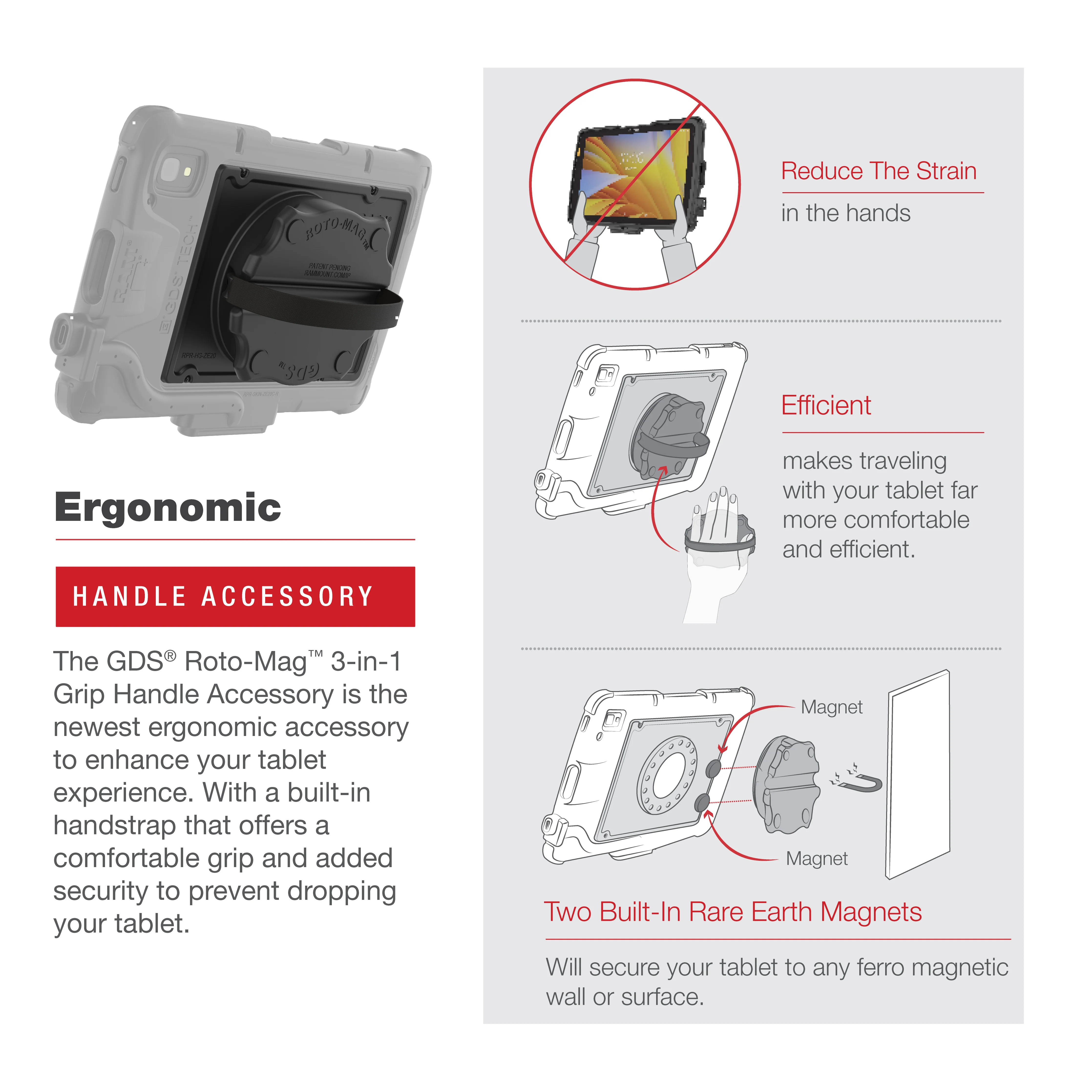 GDS® Roto-Mag™ 3-in-1 Grip Handle Accessory for Zebra ET4x 8” Tablet - Image 3