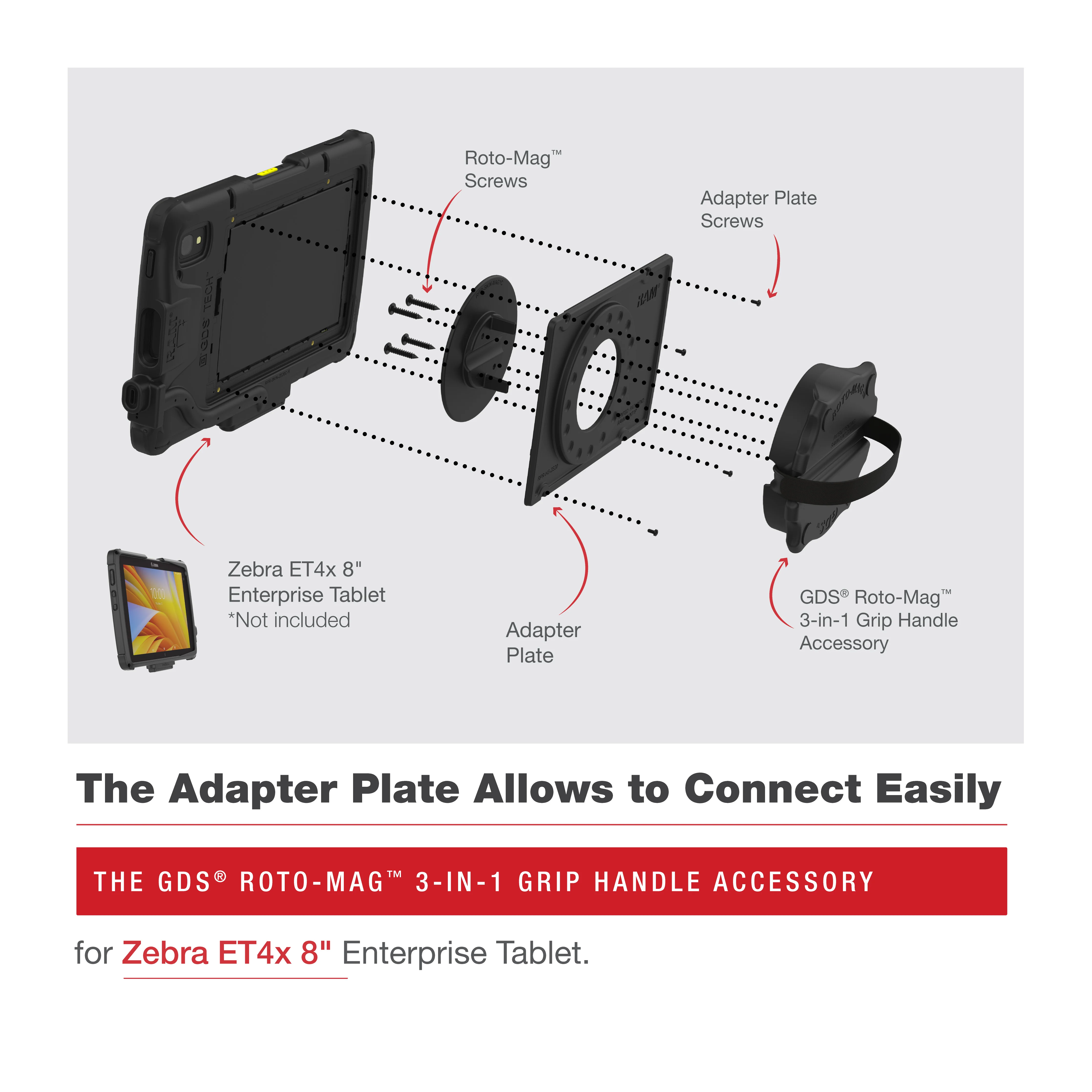 GDS® Roto-Mag™ 3-in-1 Grip Handle Accessory for Zebra ET4x 8” Tablet - Image 4