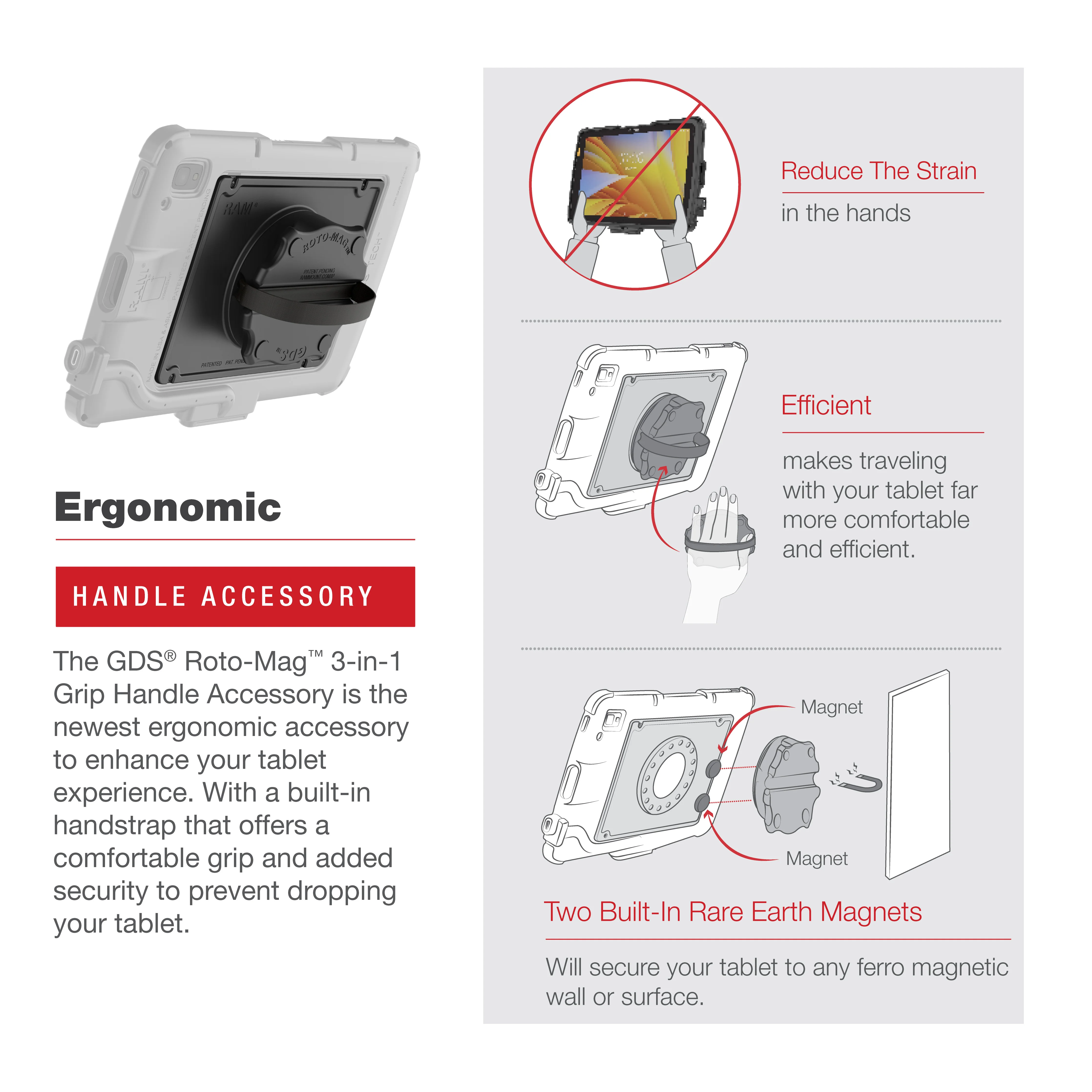 GDS® Roto-Mag™ 3-in-1 Grip Handle Accessory for Zebra ET4x 10” Tablet - Image 3