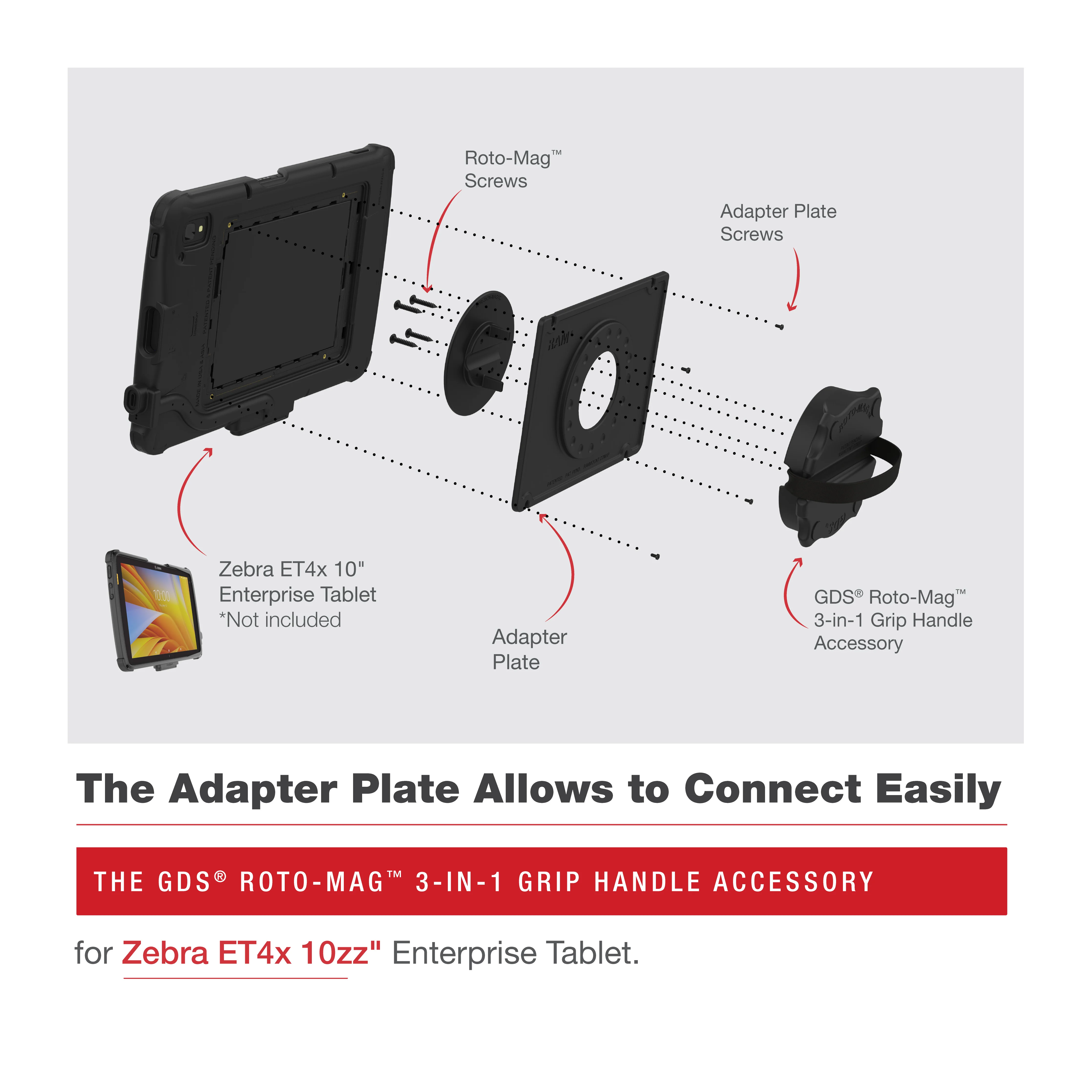 GDS® Roto-Mag™ 3-in-1 Grip Handle Accessory for Zebra ET4x 10” Tablet - Image 4