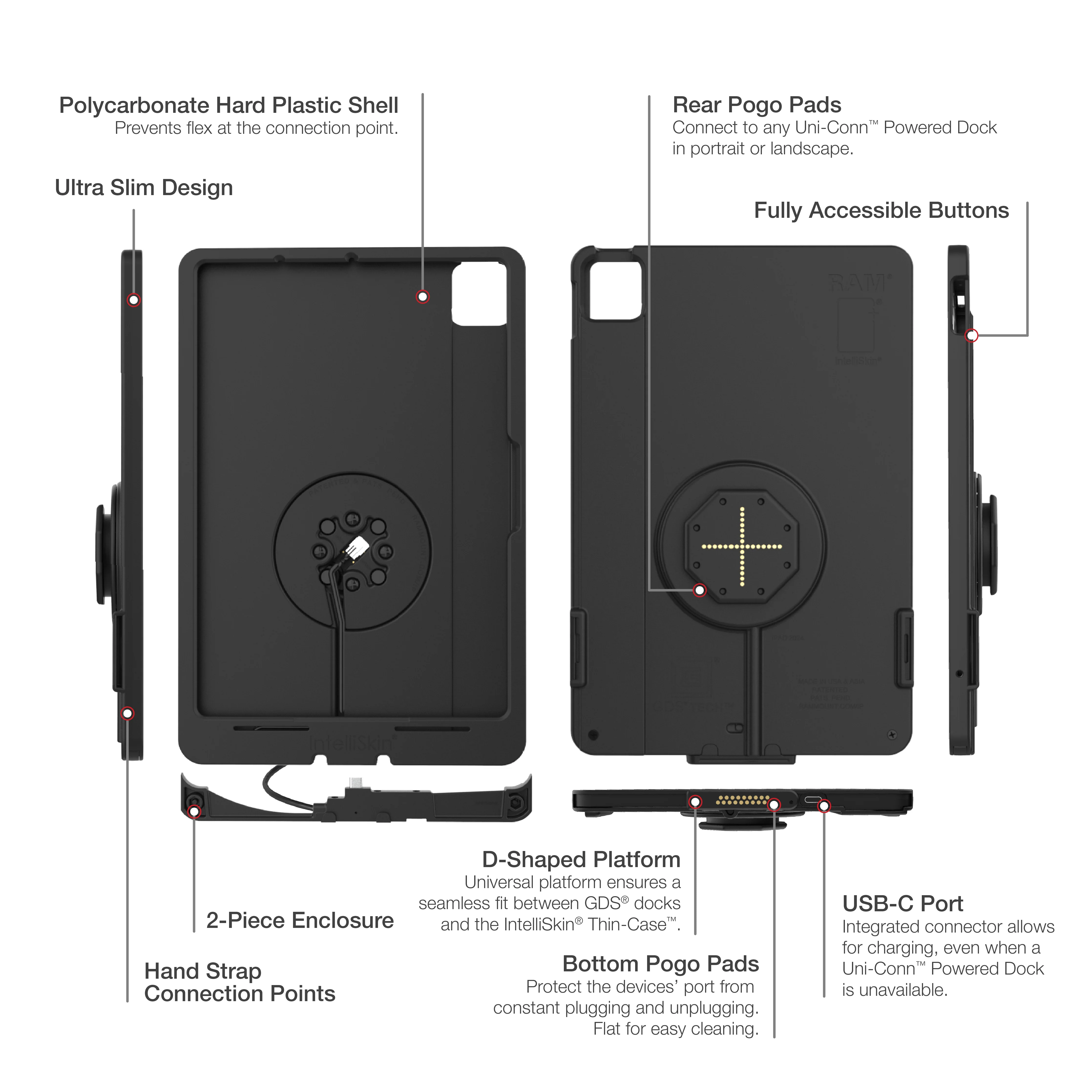 IntelliSkin® Thin-Case™ iPad Air 11 M2, M3, M4 D Shape & Rear Pogo Pads - Image 5