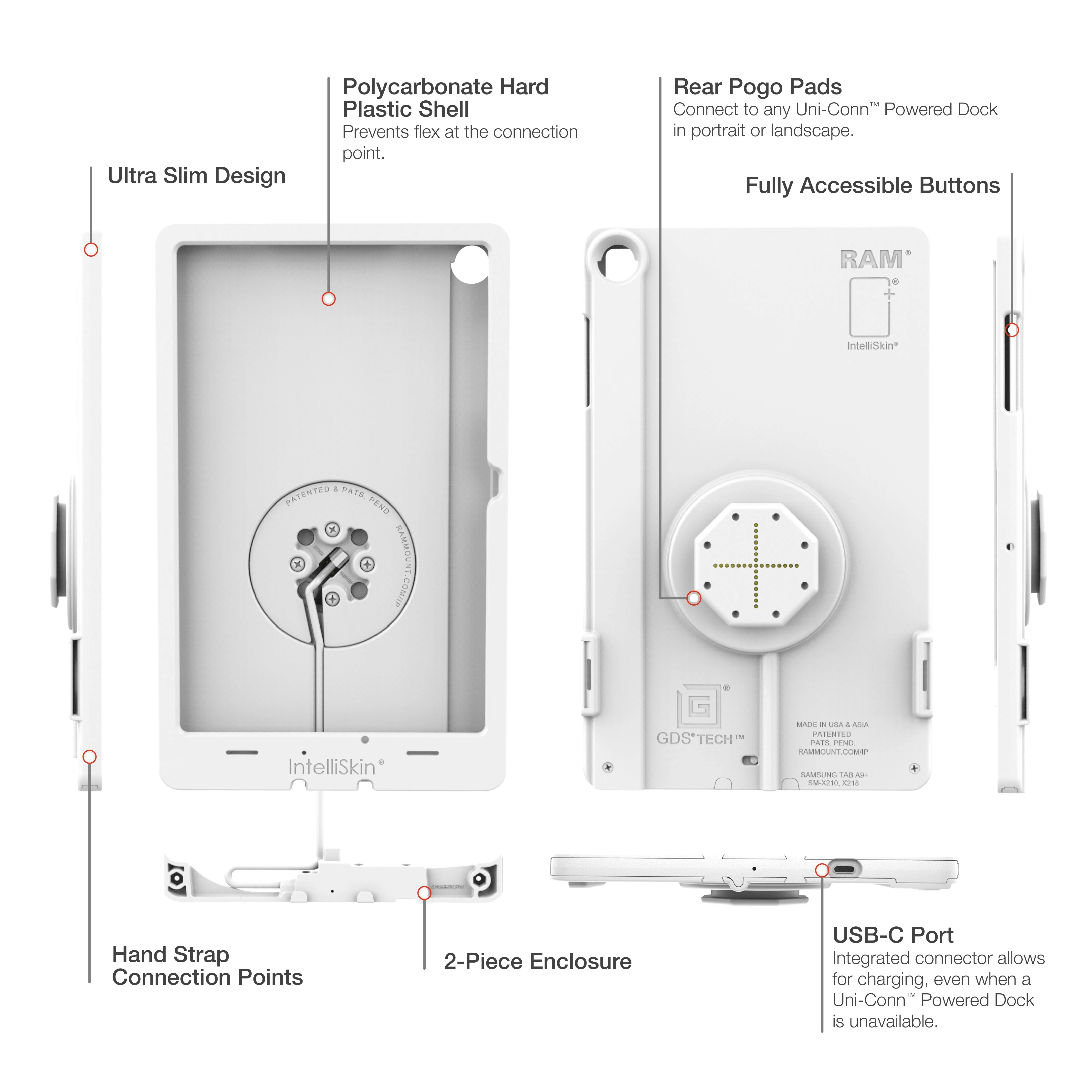 IntelliSkin® Thin-Case™ for Samsung Tab A11+ (Rear Pogo Pads) - Gray - Image 5