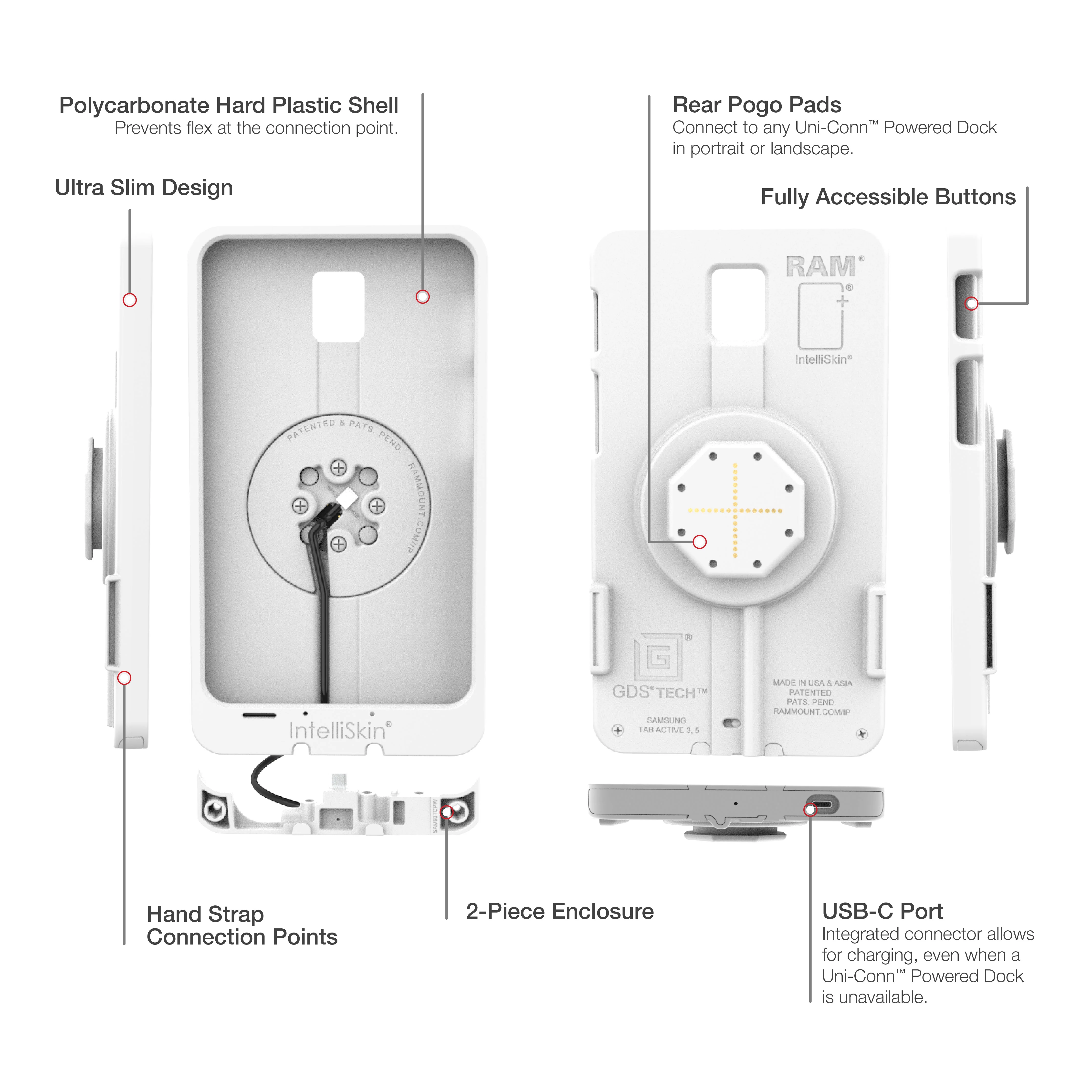 IntelliSkin® Thin-Case™ for Tab Active5 & 3 (Rear Pogo Pads) - Gray - Image 5