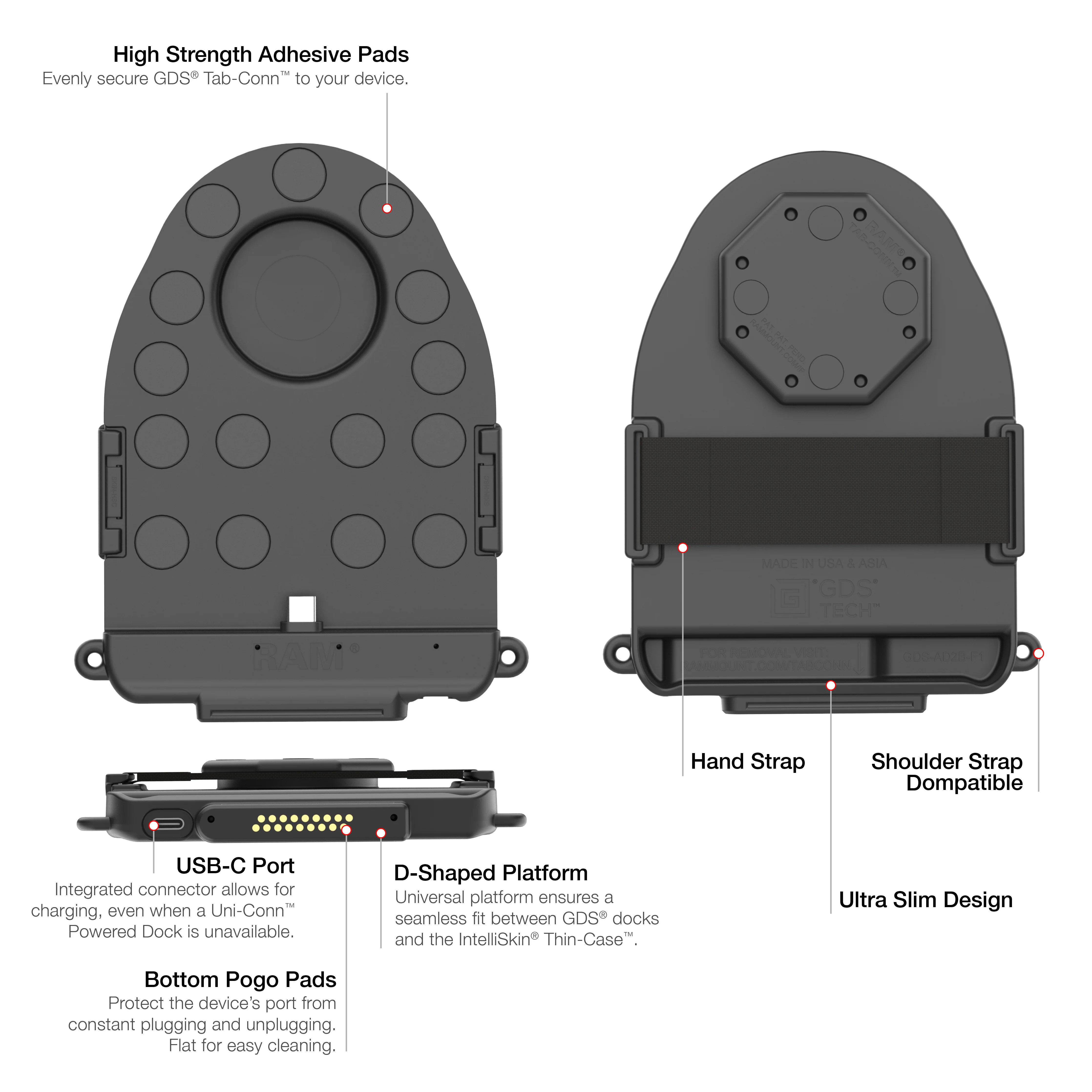 GDS® Tab-Conn™ for Tablets Without Case (D Shape Pogo Pads) - Image 4