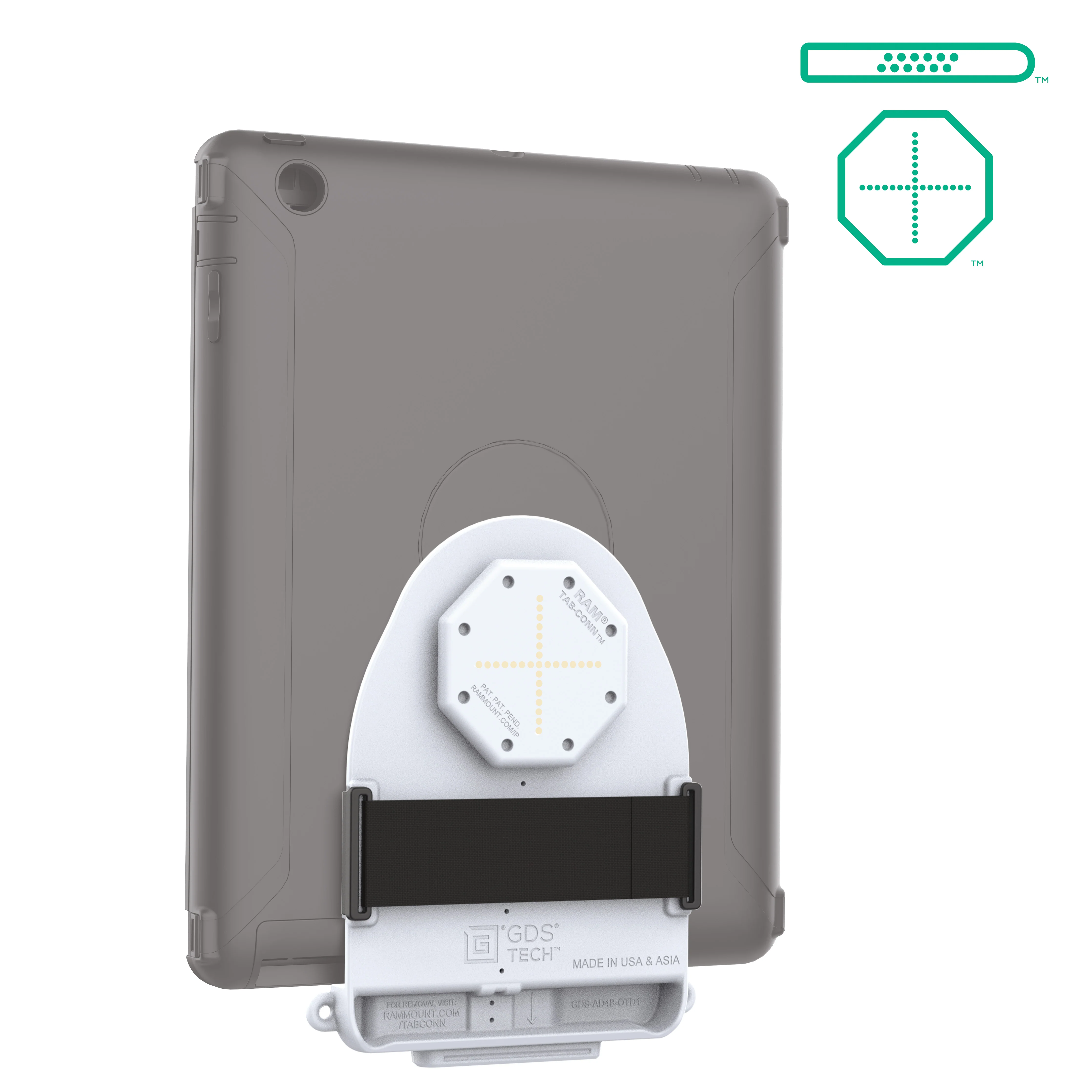 GDS® Tab-Conn™ for OtterBox Defender Cases (D Shape & Rear Pads) - Gray