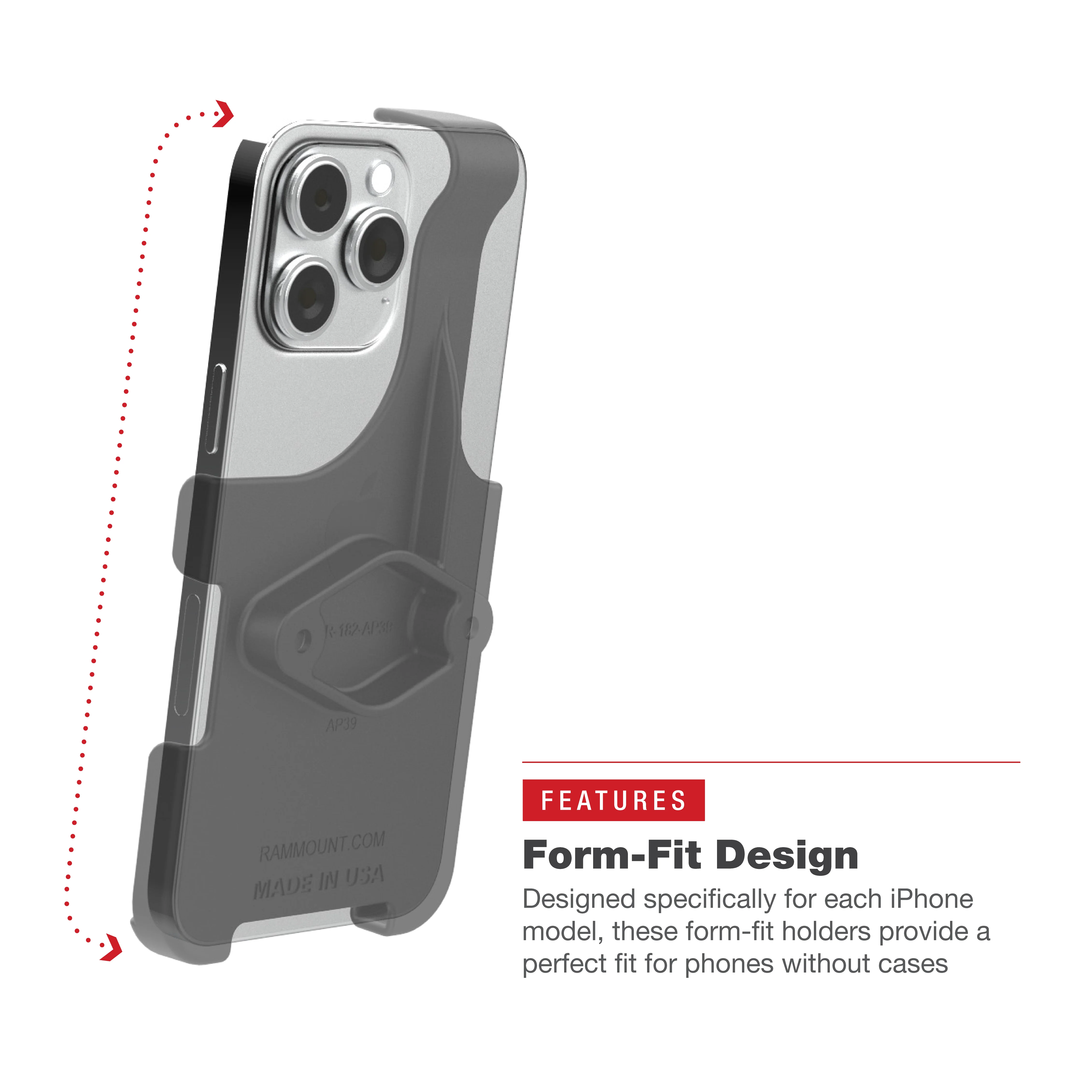 RAM® Form-Fit Holder for Apple iPhone 13, 13 Pro, 14, 14 Pro, 15 & 16 - Image 6