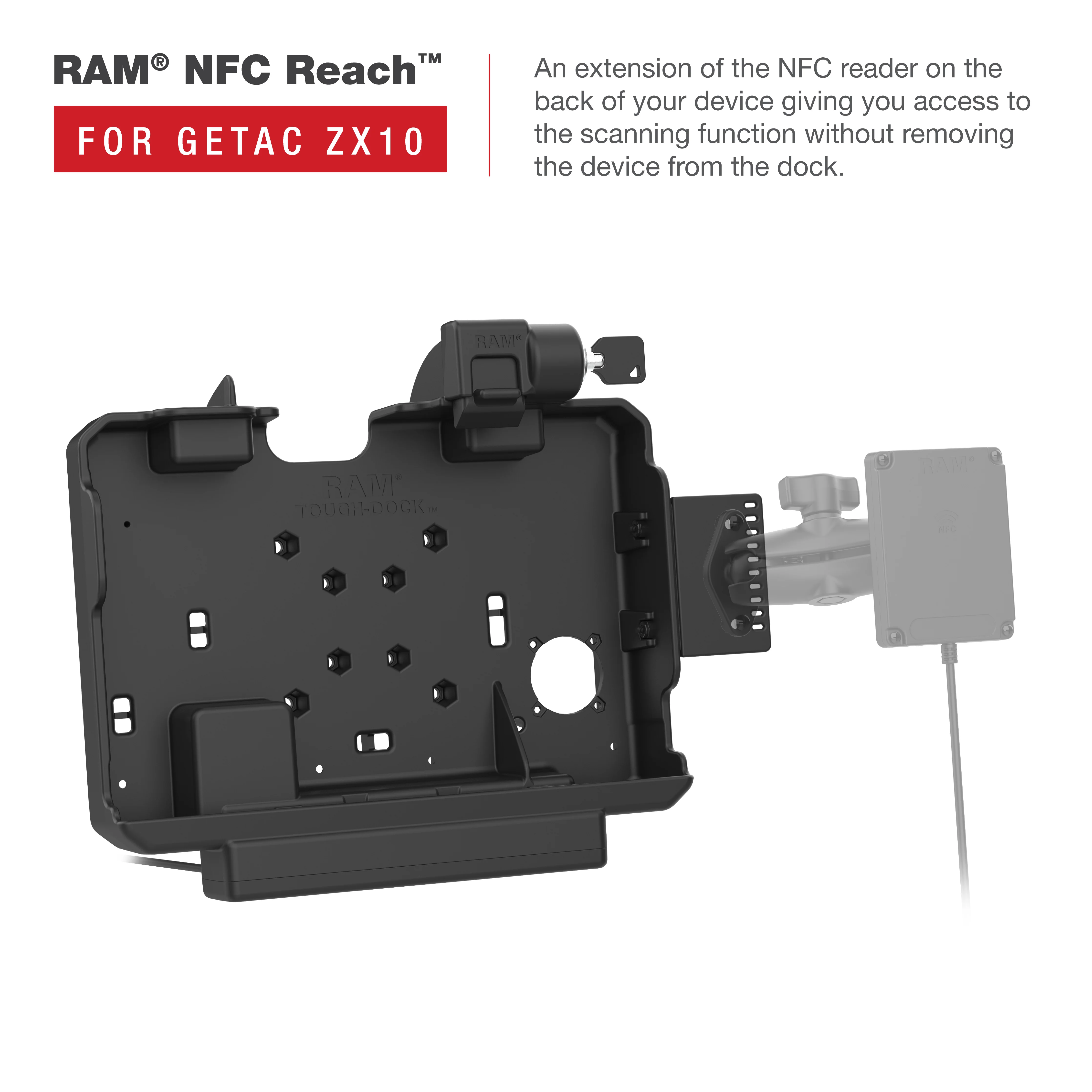 RAM® Locking Power + Dual USB Data Dock for Getac ZX10 - Image 6