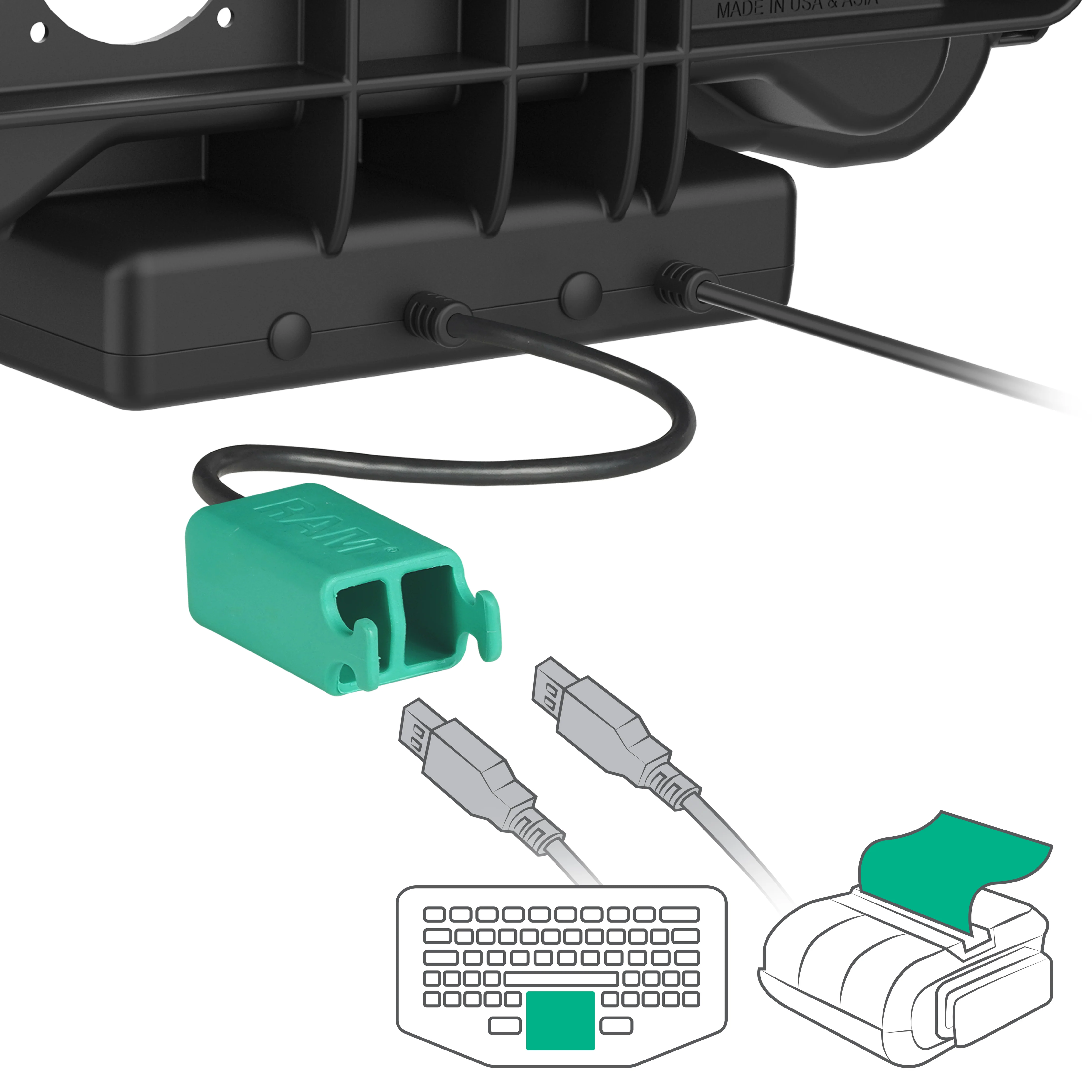 RAM® Locking Power + Dual USB Dock for Honeywell ScanPal EDA10A - Image 5