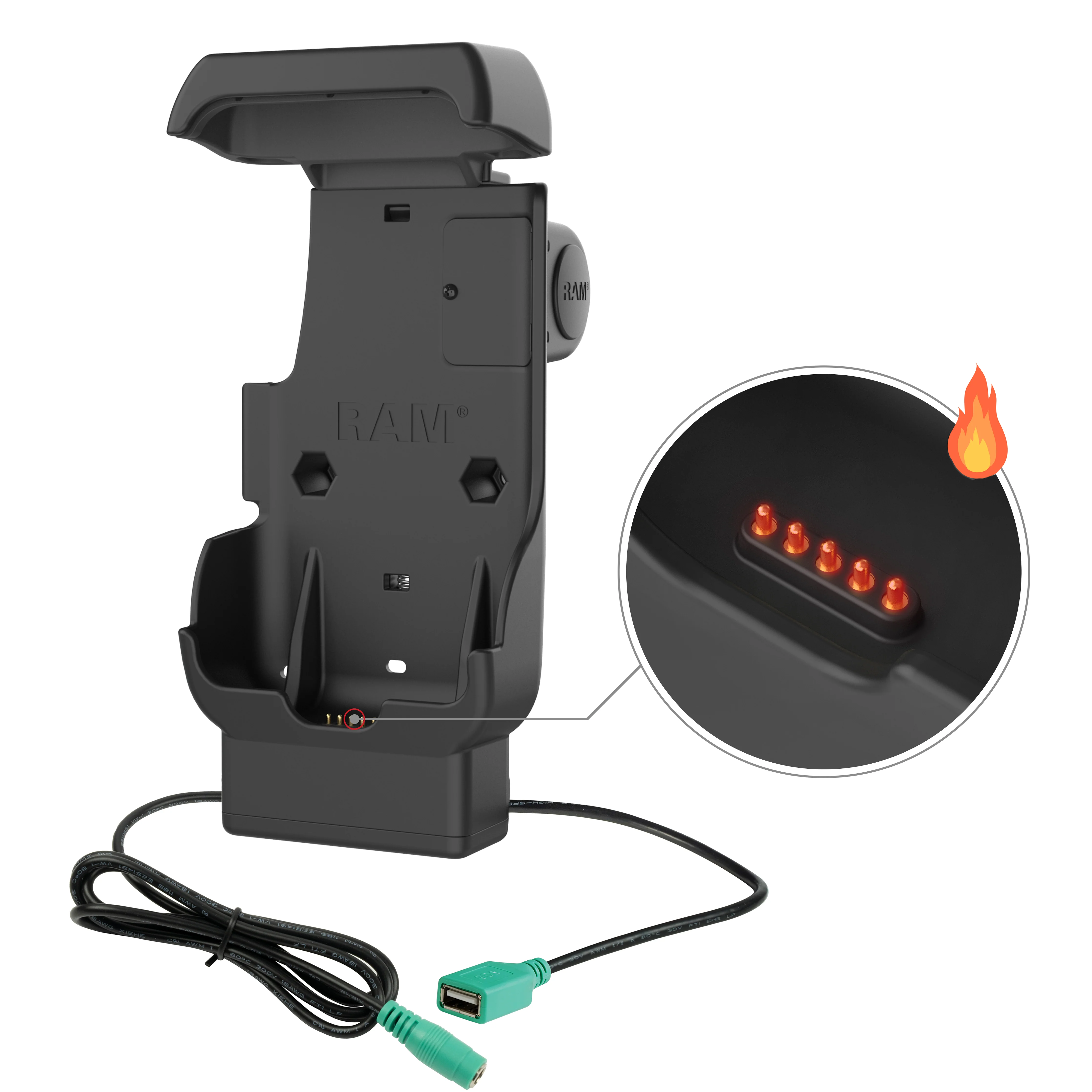 RAM® Powered Dock + USB-A for Honeywell CT40/45/47 - Heated Pins - Image 2