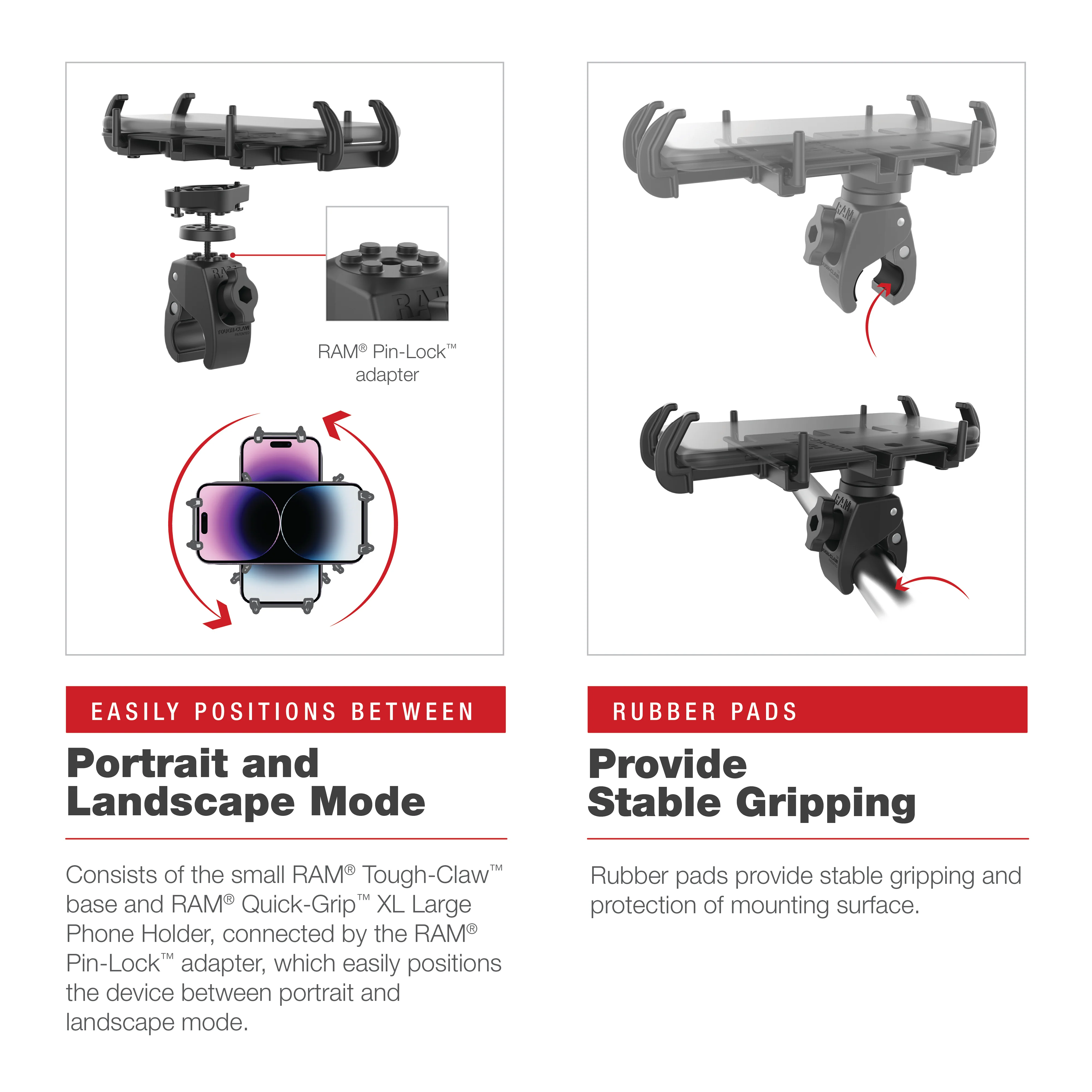 RAM® Quick-Grip™ XL Phone Mount with Low-Profile Tough-Claw™ - Image 7