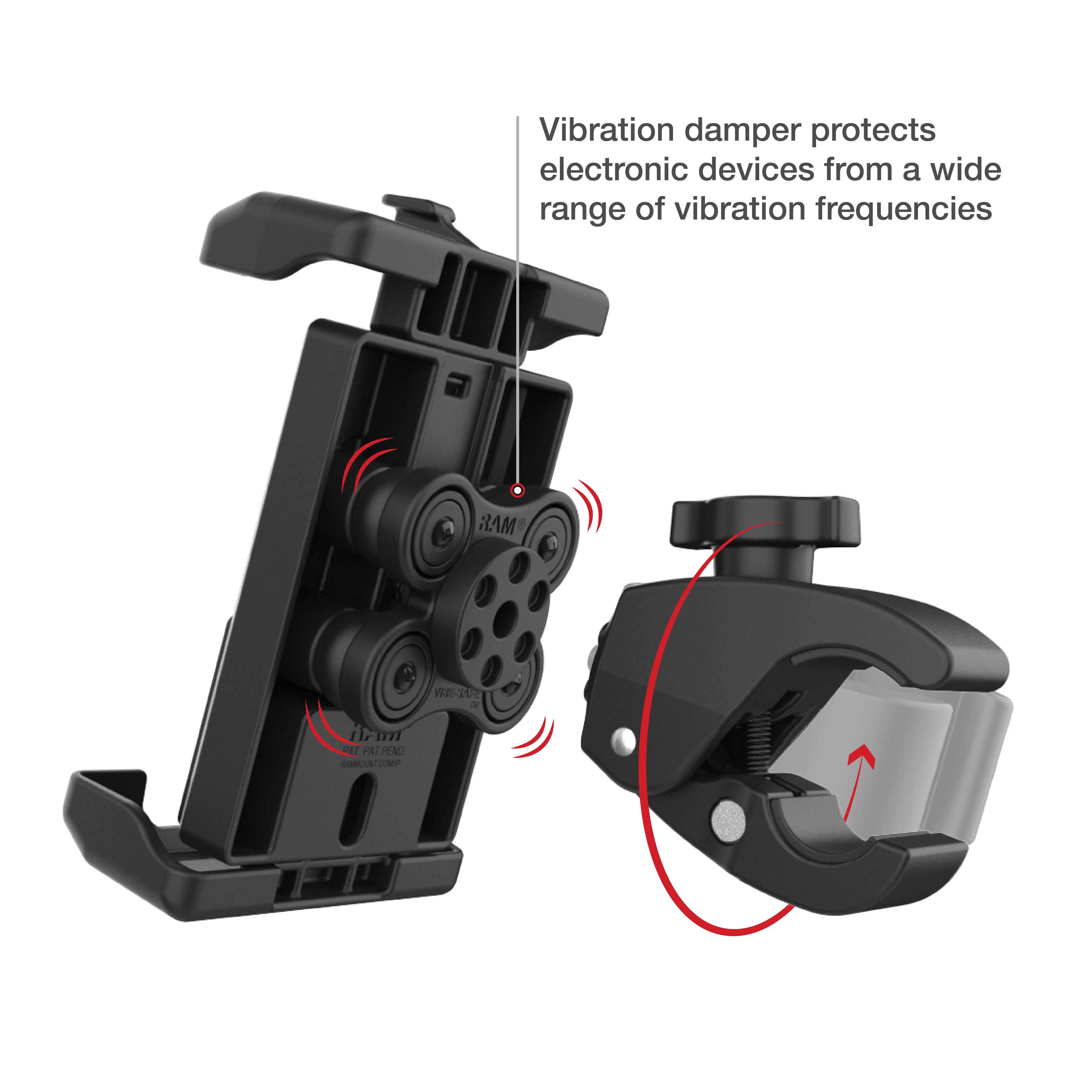 RAM® Quick-Grip™ Pro XL Vibration Damping Phone Mount with Tough-Claw™ - Image 3