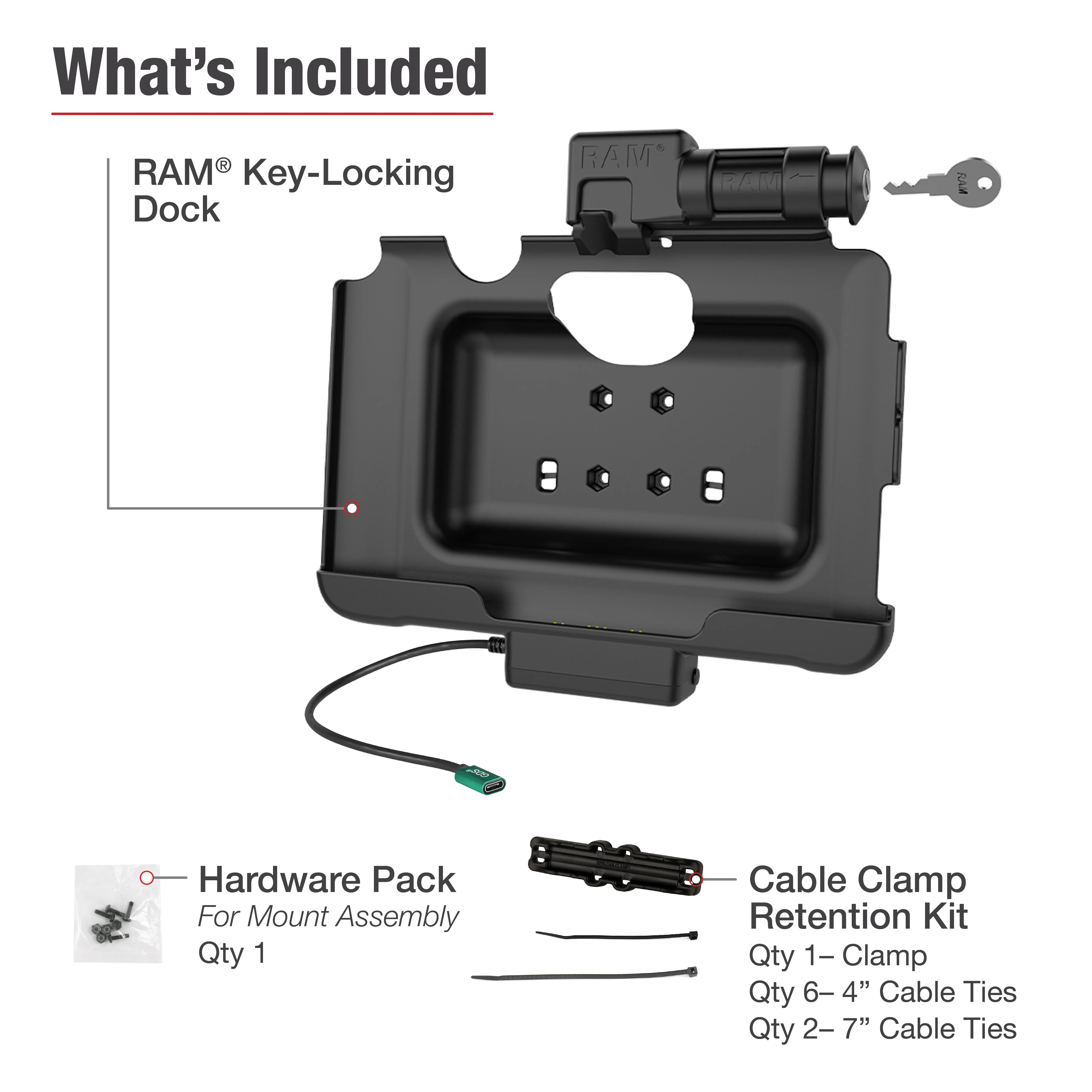 RAM® Key-Locking USB-C Powered Dock for Tab Active5 Pro & 4 Pro - Image 6