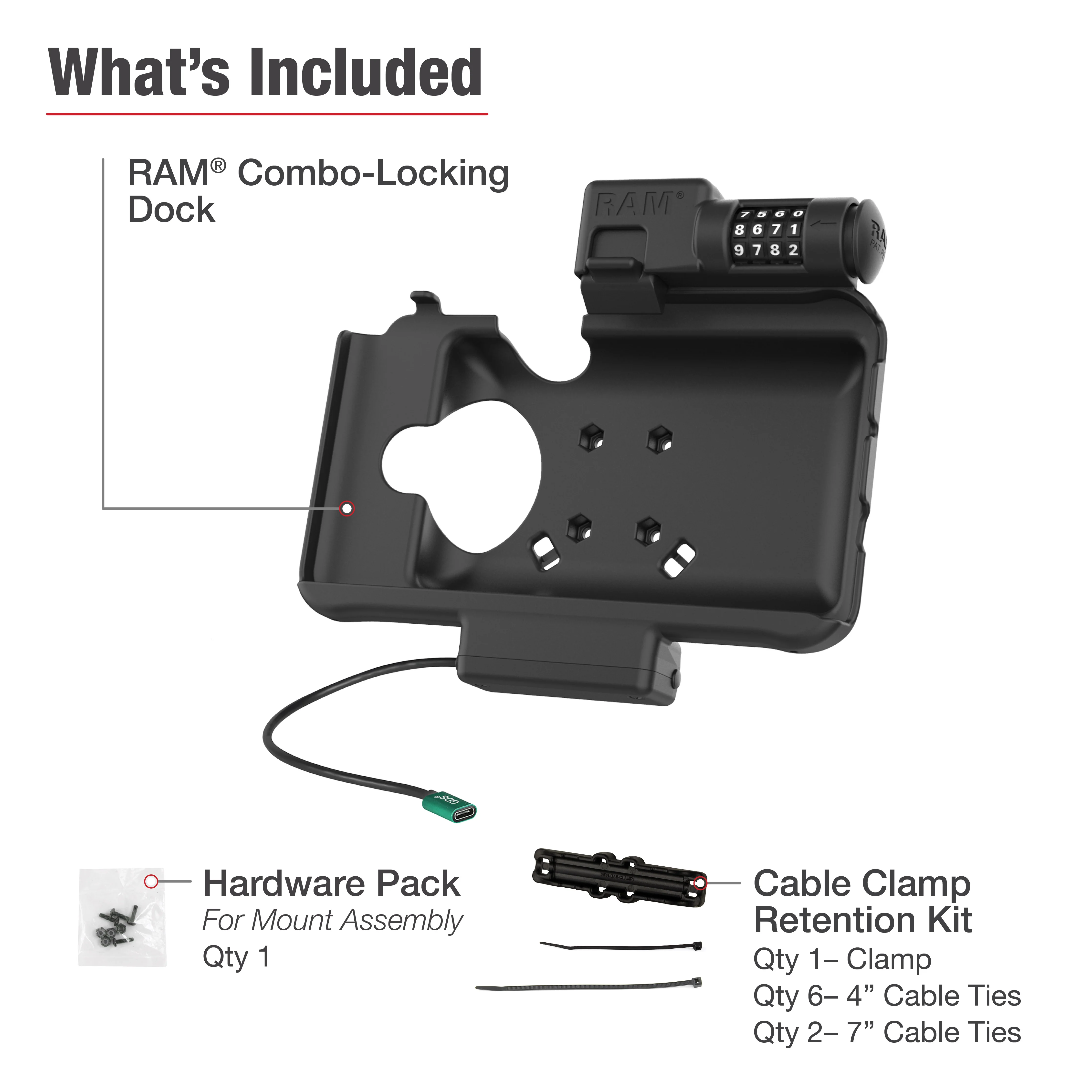 RAM® Combo Locking USB-C Powered Dock for Samsung Tab Active5 & 3 - Image 5