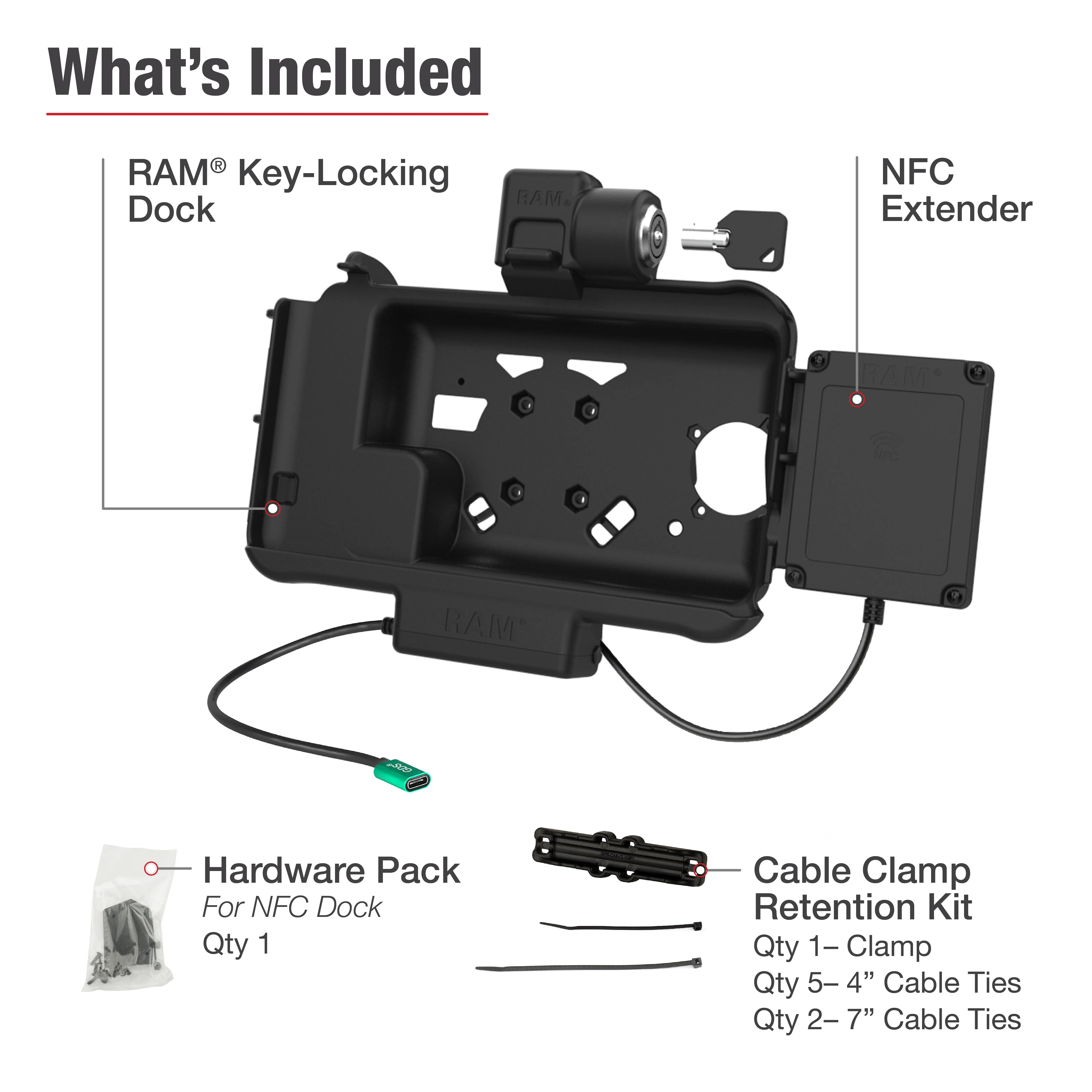 RAM® Locking USB-C Powered Dock for Tab Active5 & 3 with NFC Extender - Image 5