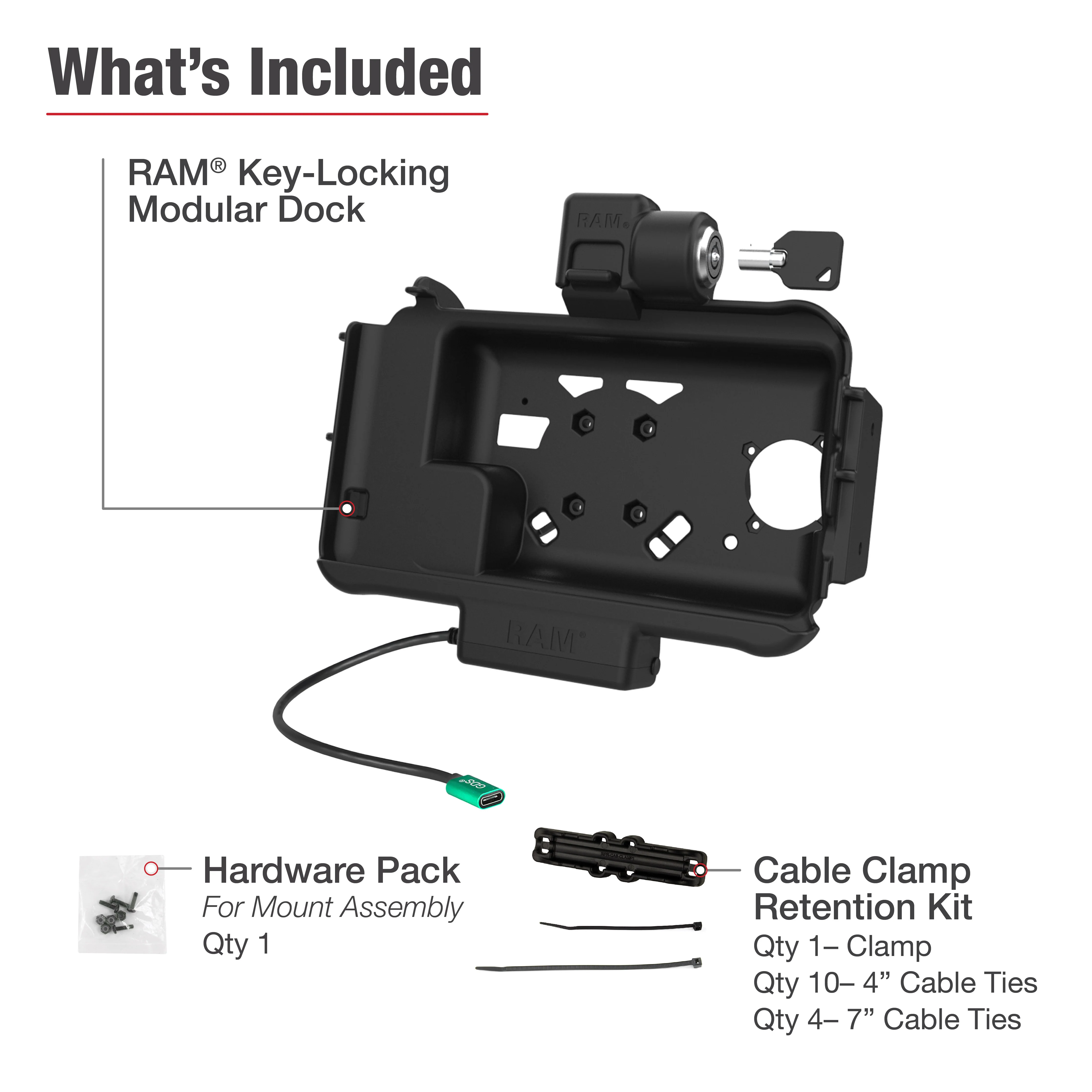 RAM® Locking Modular USB-C Powered Dock for Samsung Tab Active5 & 3 - Image 5