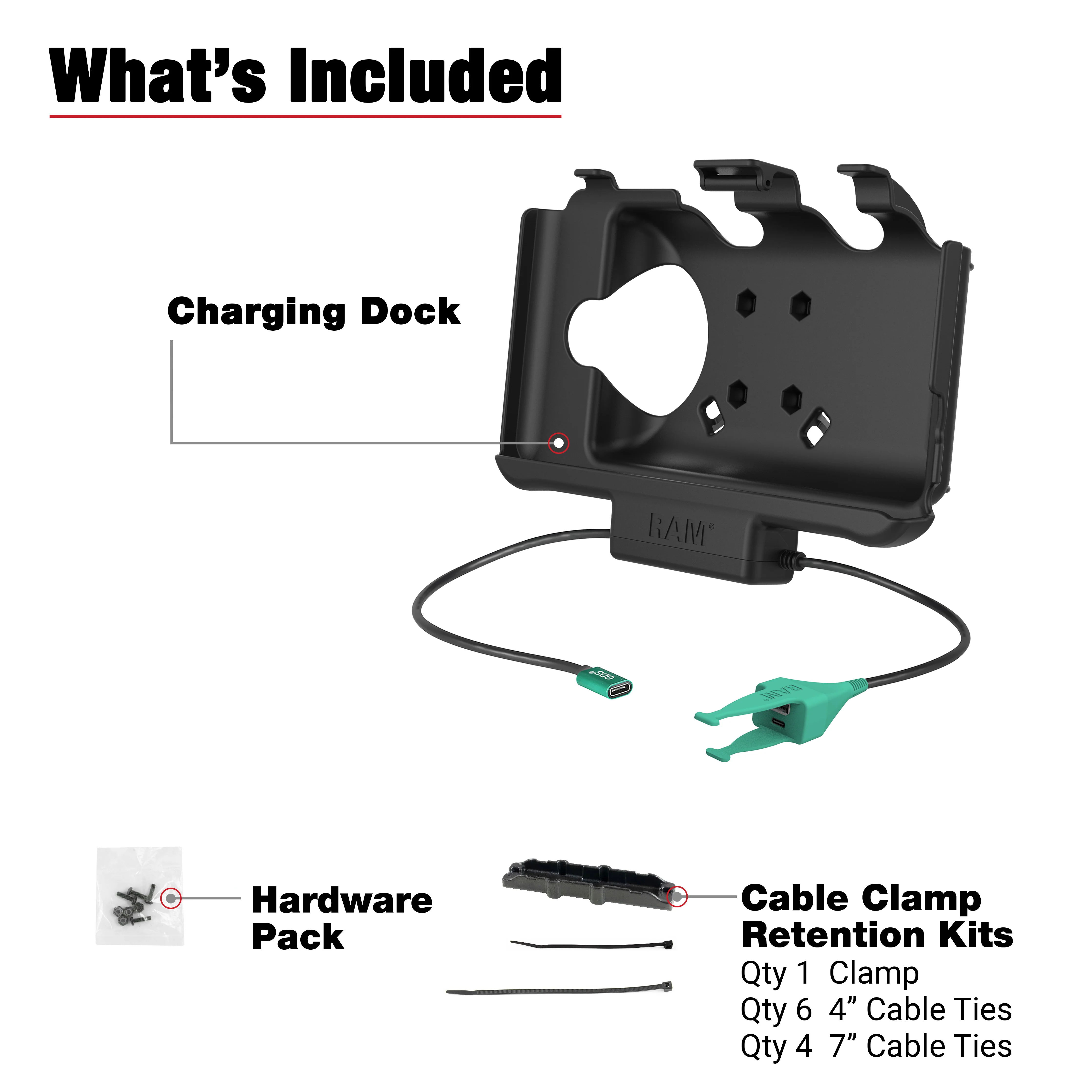 RAM® USB-C Powered Dock + USB-C & USB-A Data for Samsung Tab Active5 & 3 - Image 5