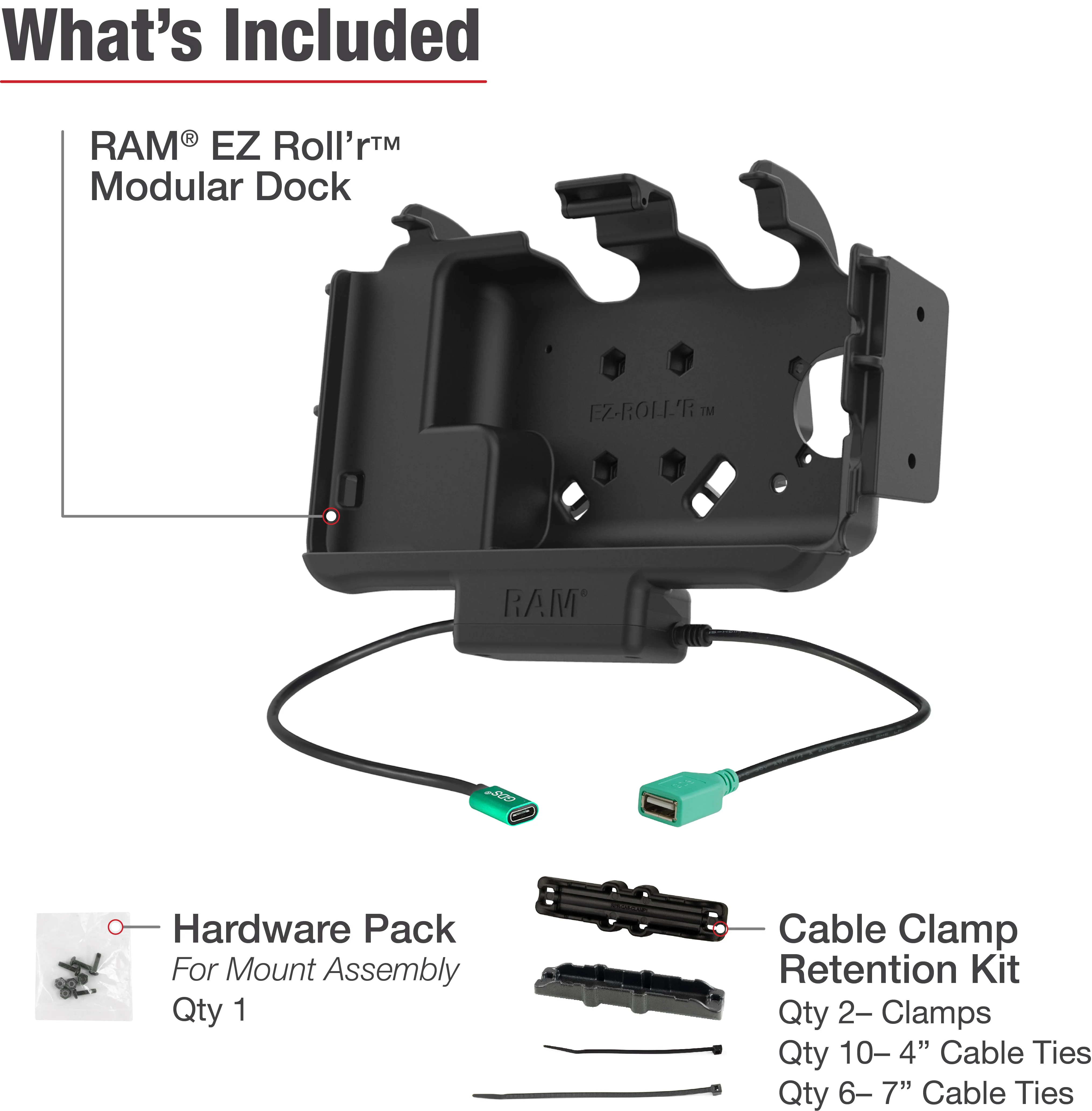 RAM® EZ-Roll'r™ Modular Power + Single USB Dock Samsung Tab Active5 & 3 - Image 5