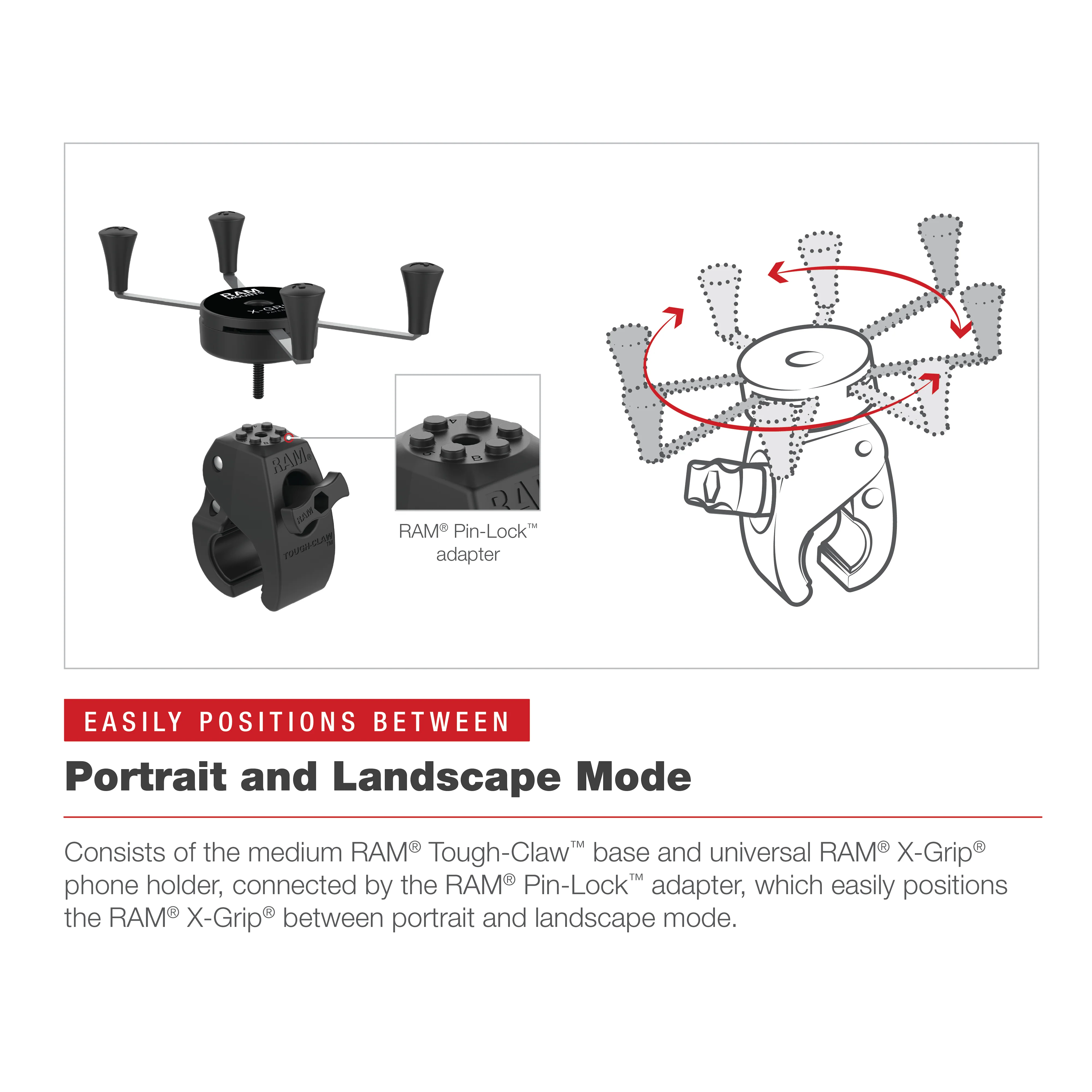 RAM® X-Grip® Large Phone Mount with Low-Profile Medium Tough-Claw™ - Image 5