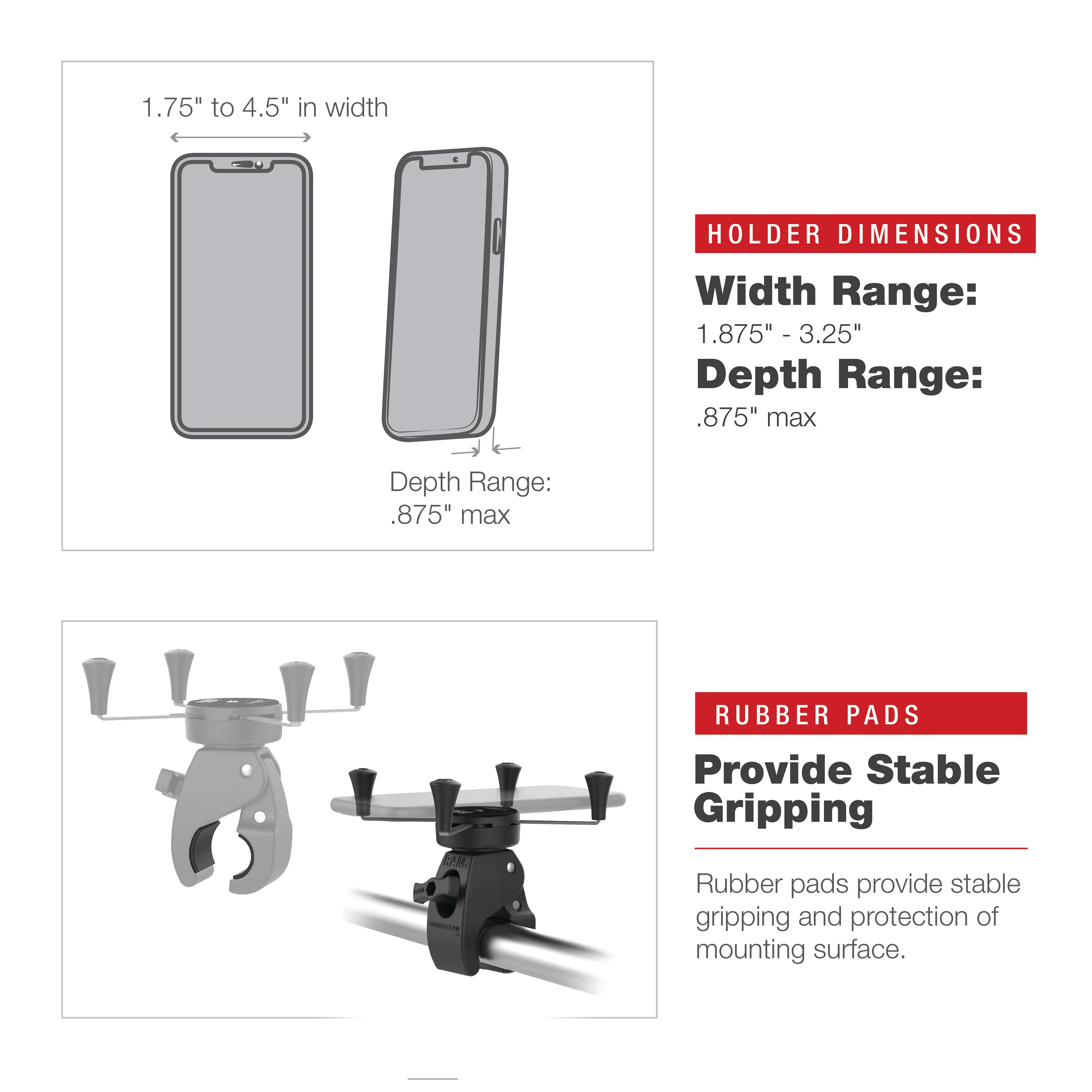 RAM® X-Grip® Large Phone Mount with Low-Profile Medium Tough-Claw™ - Image 6