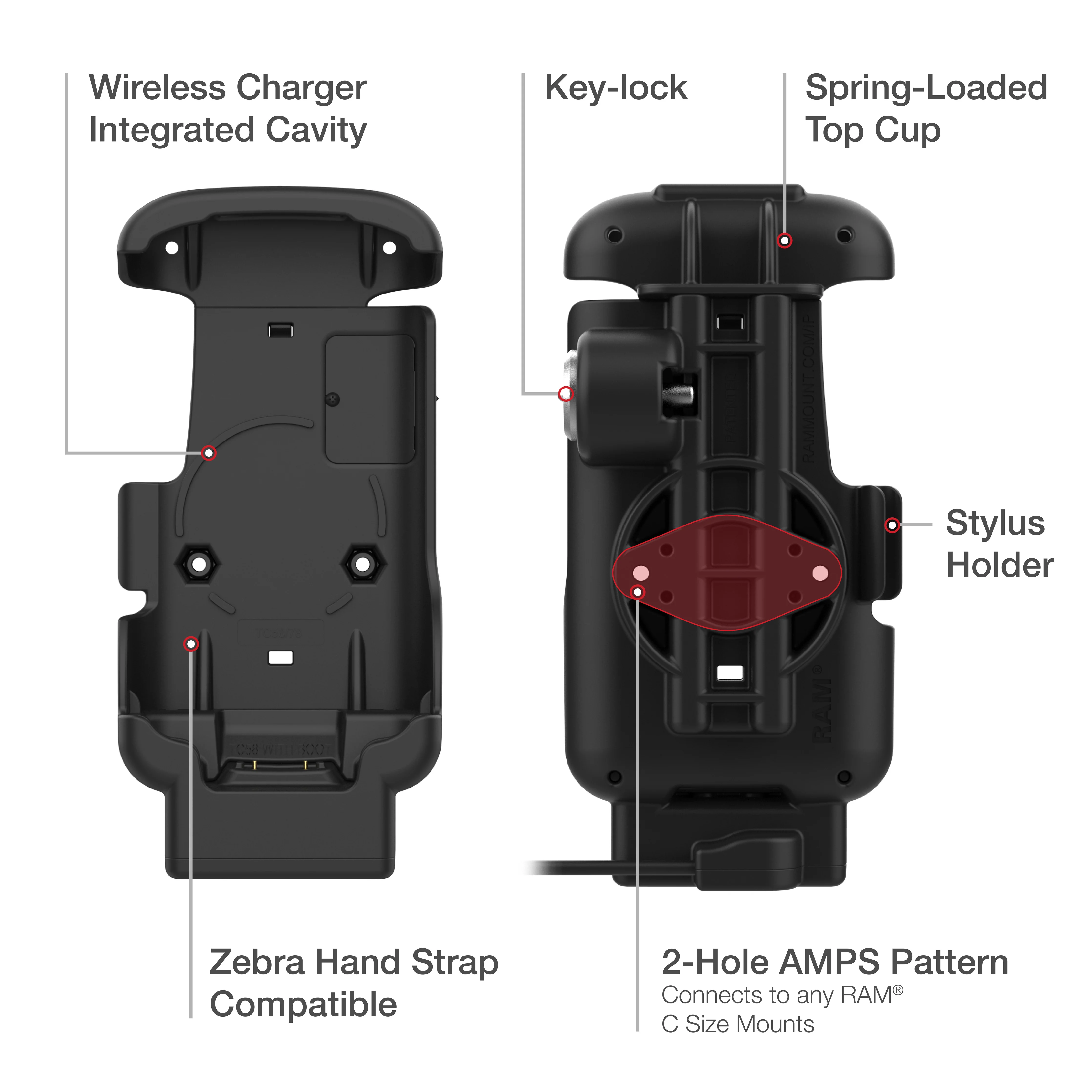 RAM® Key-Locking Form-Fit Powered Dock for Zebra TC73 & TC78 - Image 5