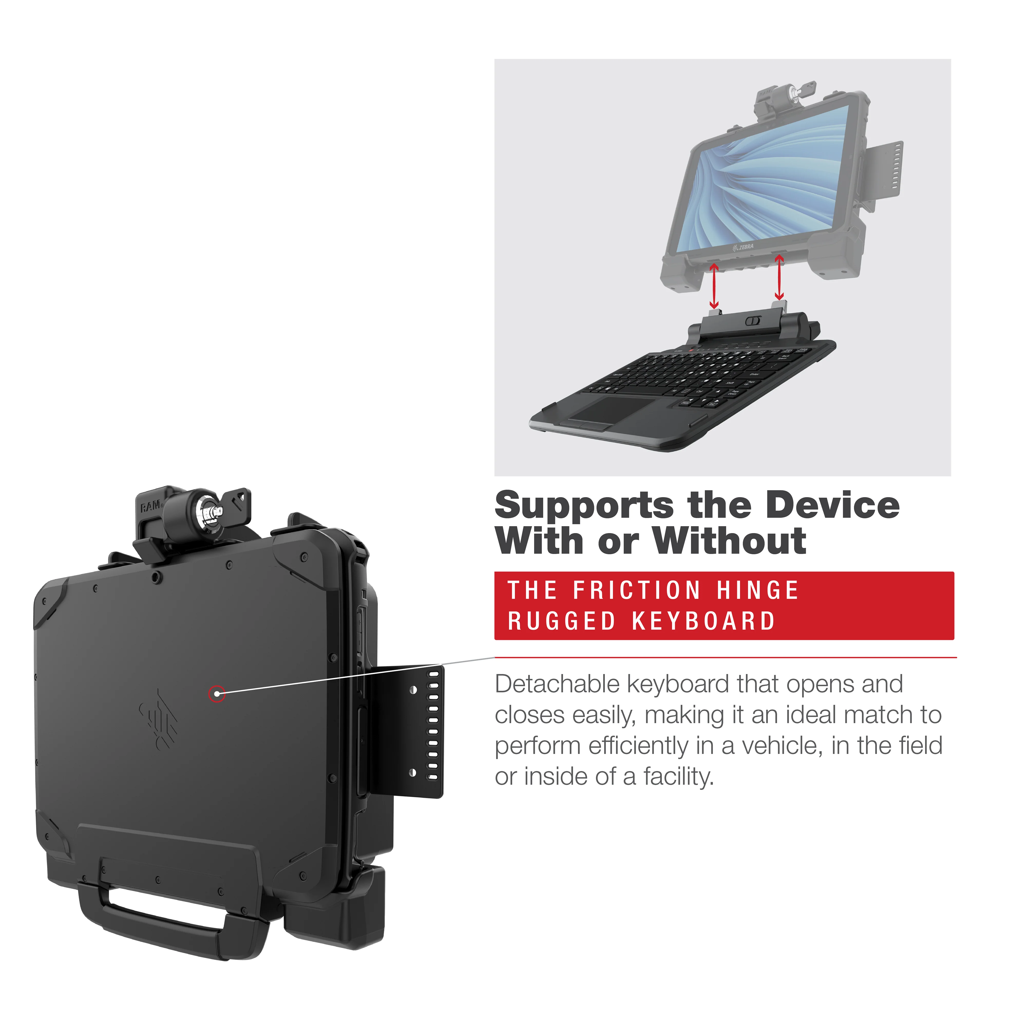 RAM® Locking Form-Fit Holder for Zebra ET8x 2-in-1 Tablet - Image 5
