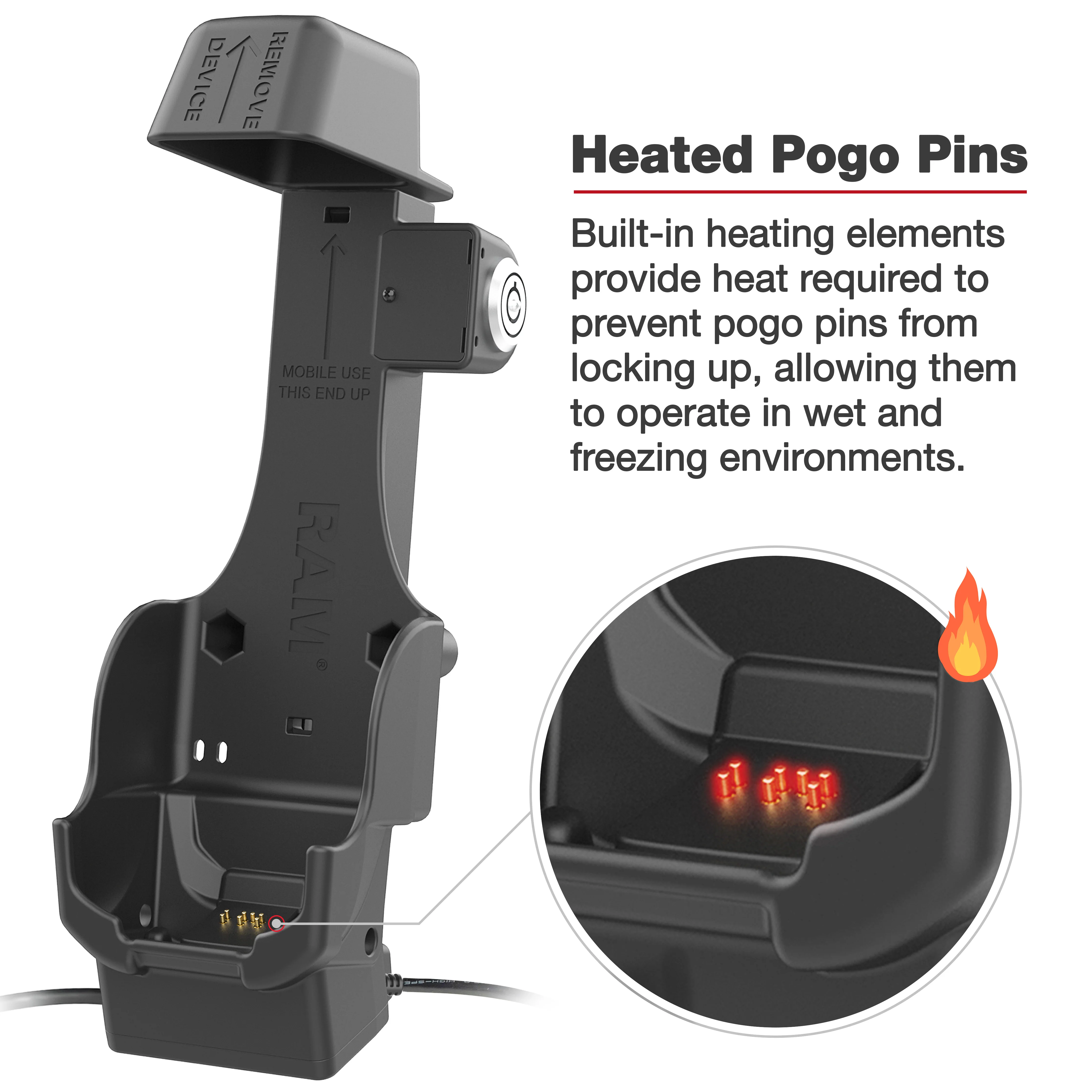 RAM® Locking Powered Dock + Single USB-A for Zebra TC8300 - Heated Pins - Image 6
