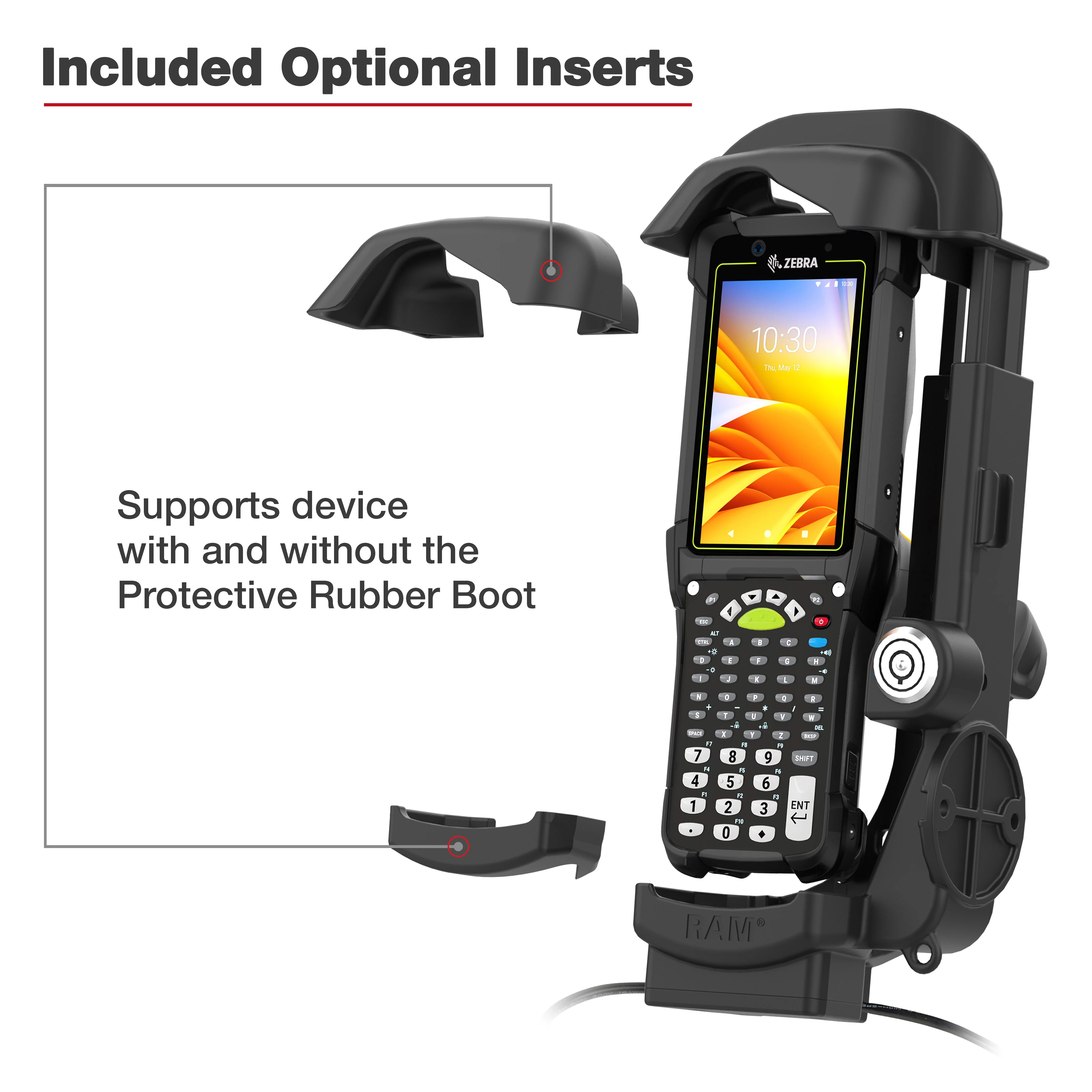 RAM® Locking Powered Dock + USB-A for Zebra MC9400/9300 - Heated Pins - Image 6