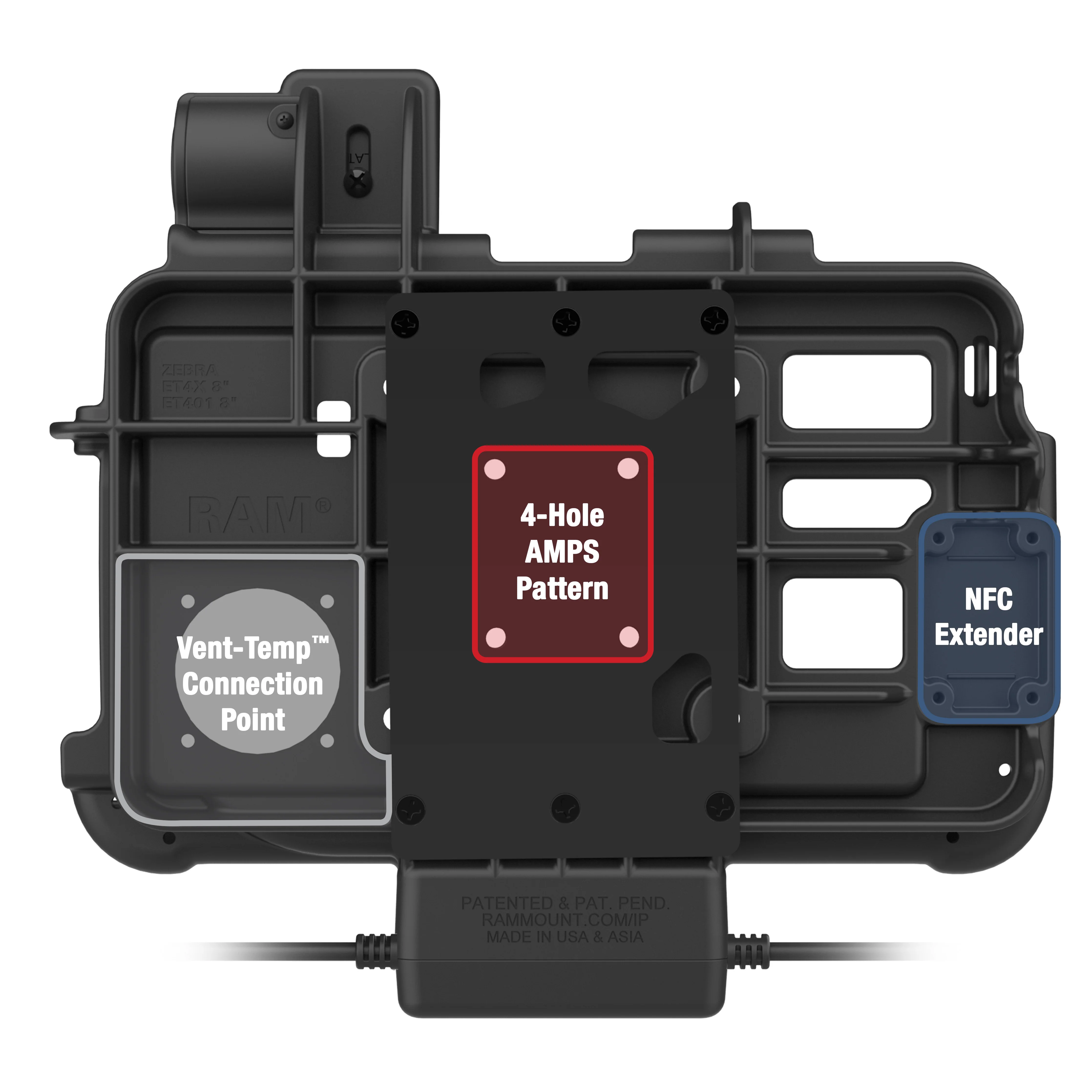 RAM® Thin-Dock™ + Data for Zebra ET401 & ET4x 8" - Image 3