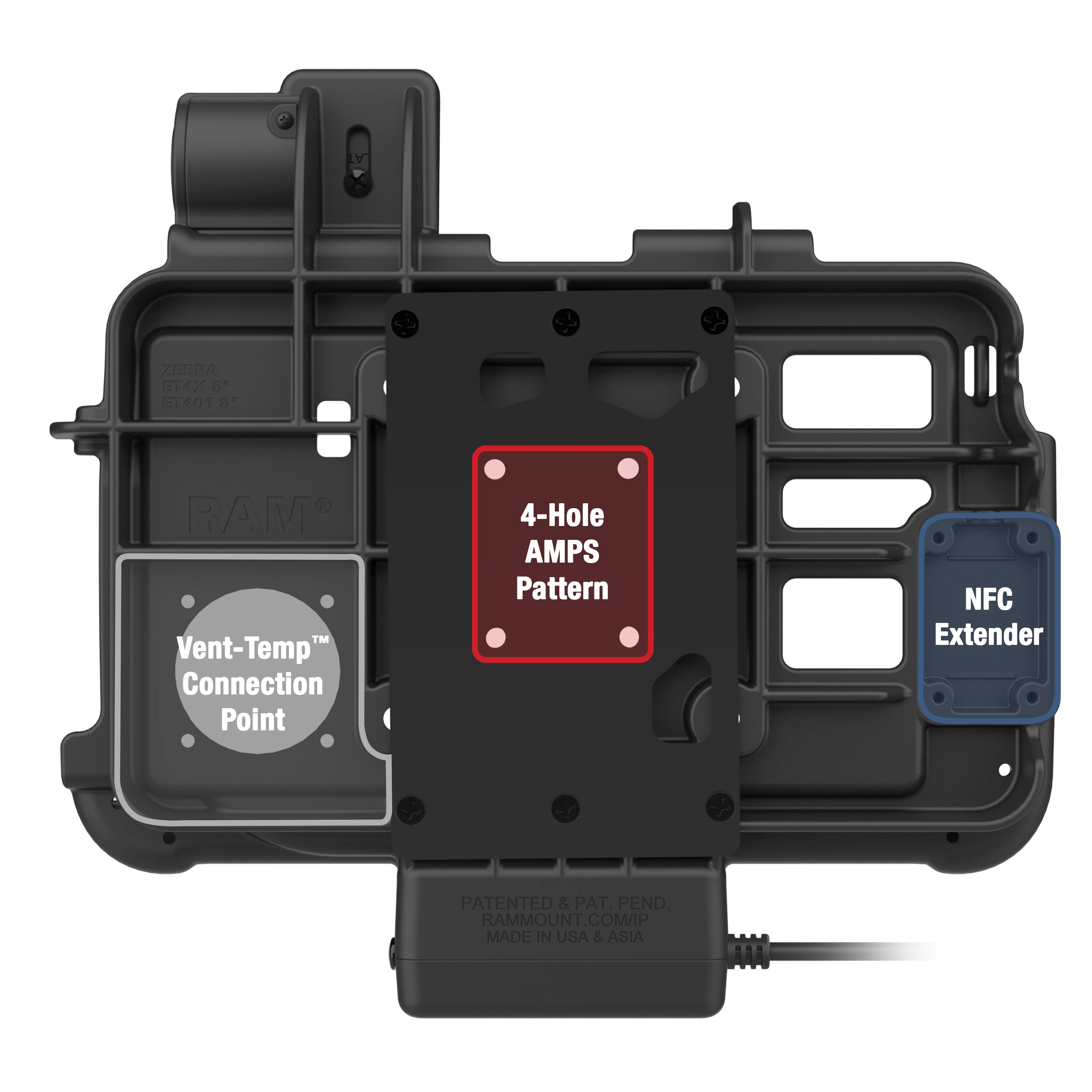RAM® Thin-Dock™ for Zebra ET401 & ET4x 8" - Image 3