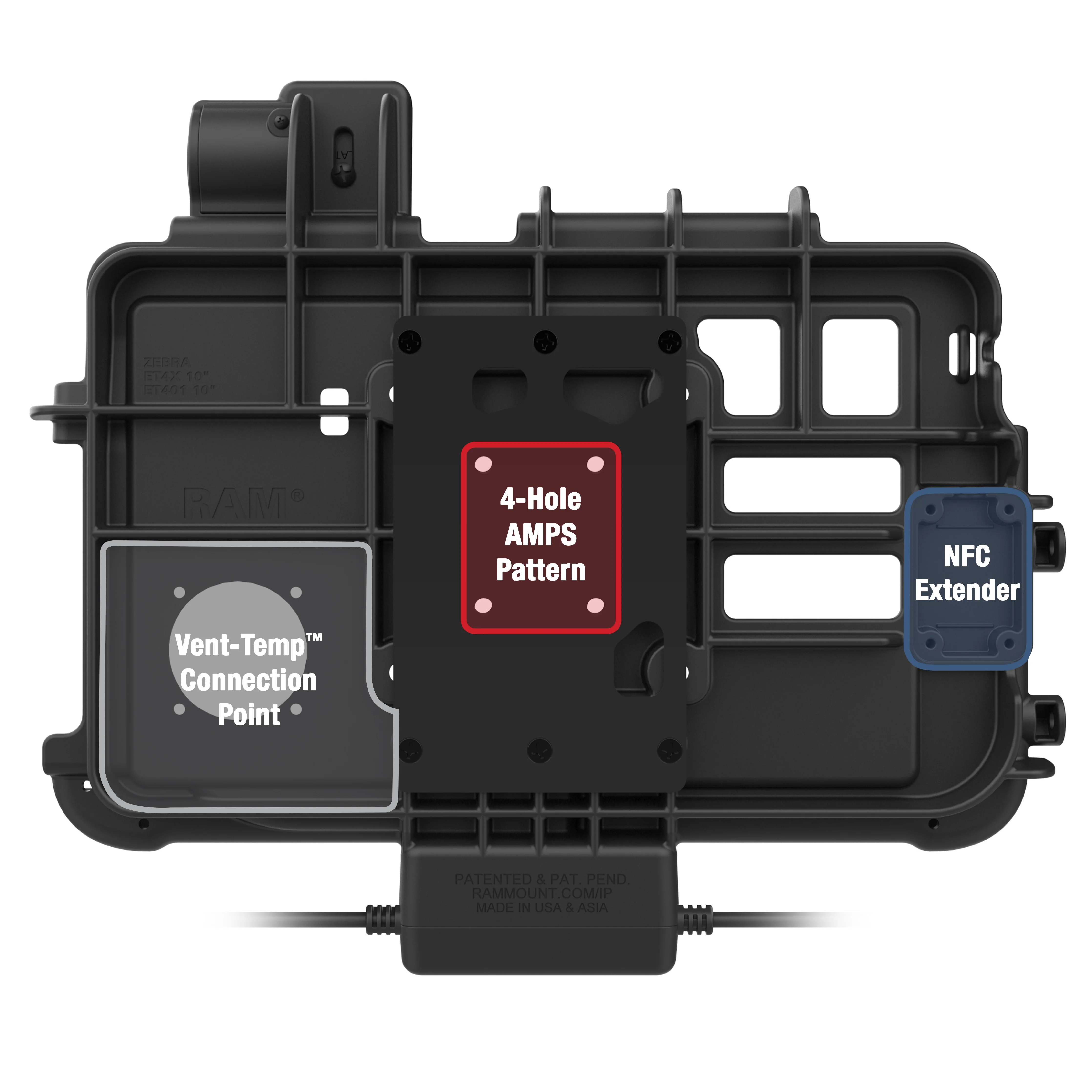 RAM® Thin-Dock™ + Data Dock for Zebra ET401 & ET4x 10" - Image 3