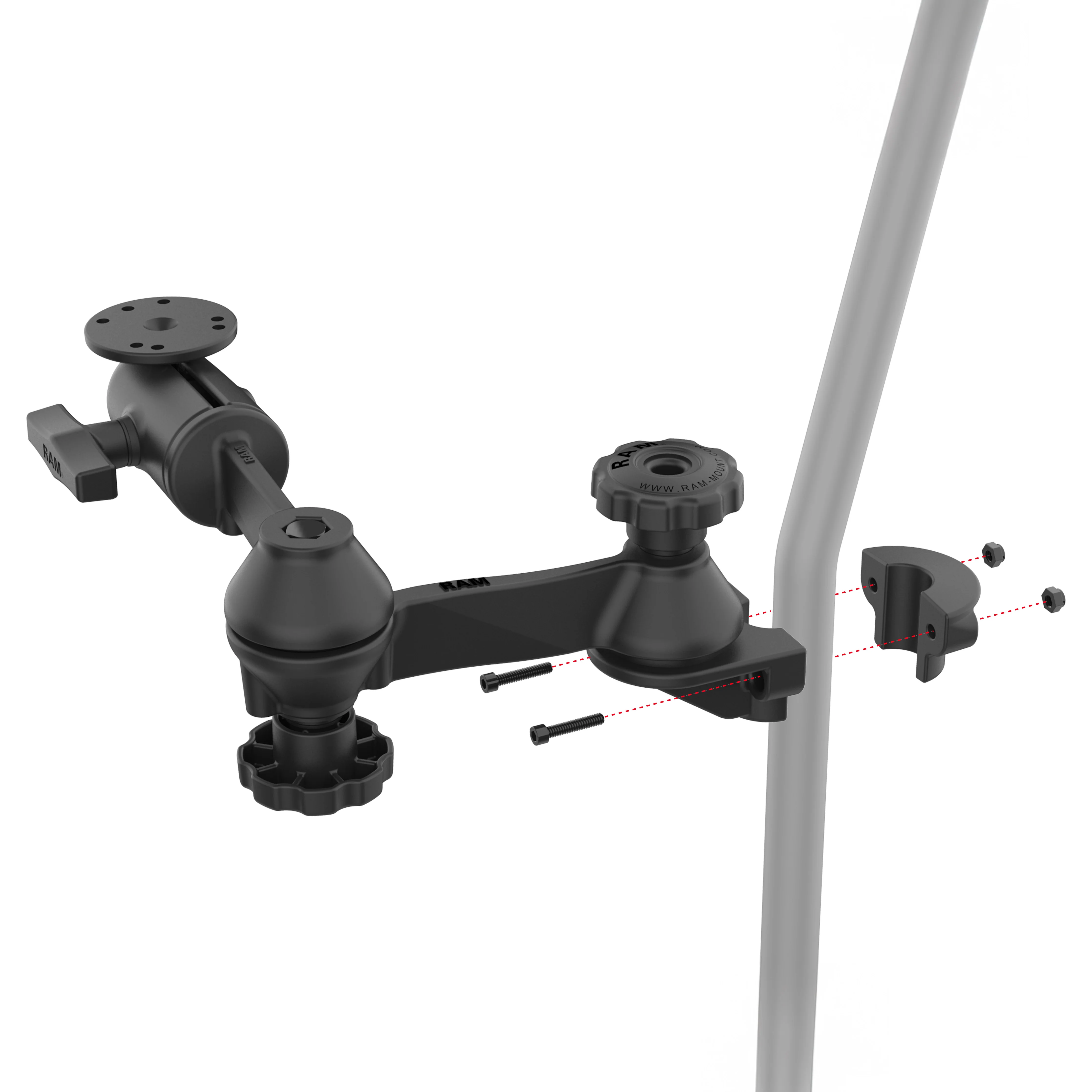 RAM® 90-Degree Dual Swing Arm Mount with Ball for Tough-Bar™ - Image 3