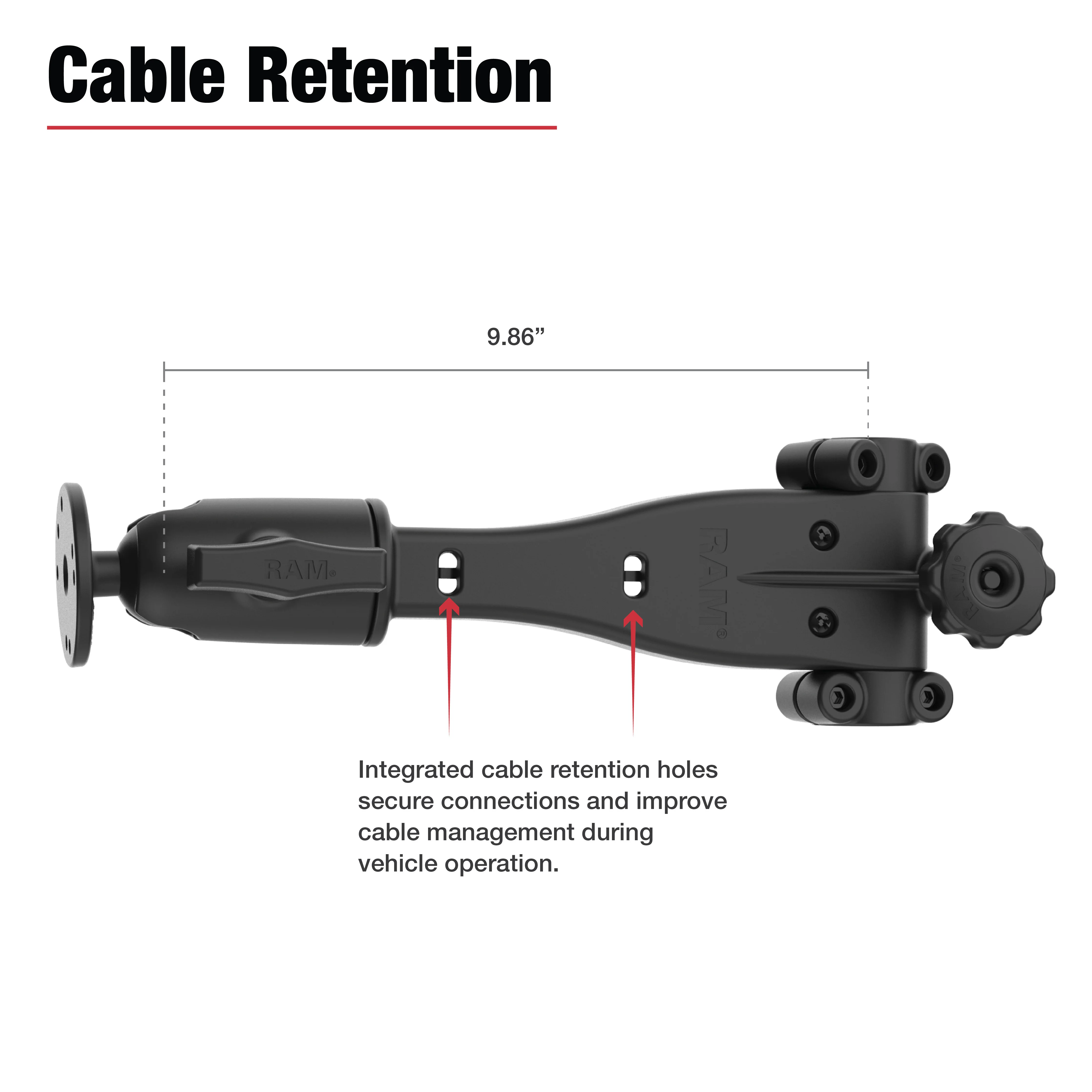 RAM® Friction Hinge 10" Socket Arm with Ball for Tough-Bar™ - Image 4