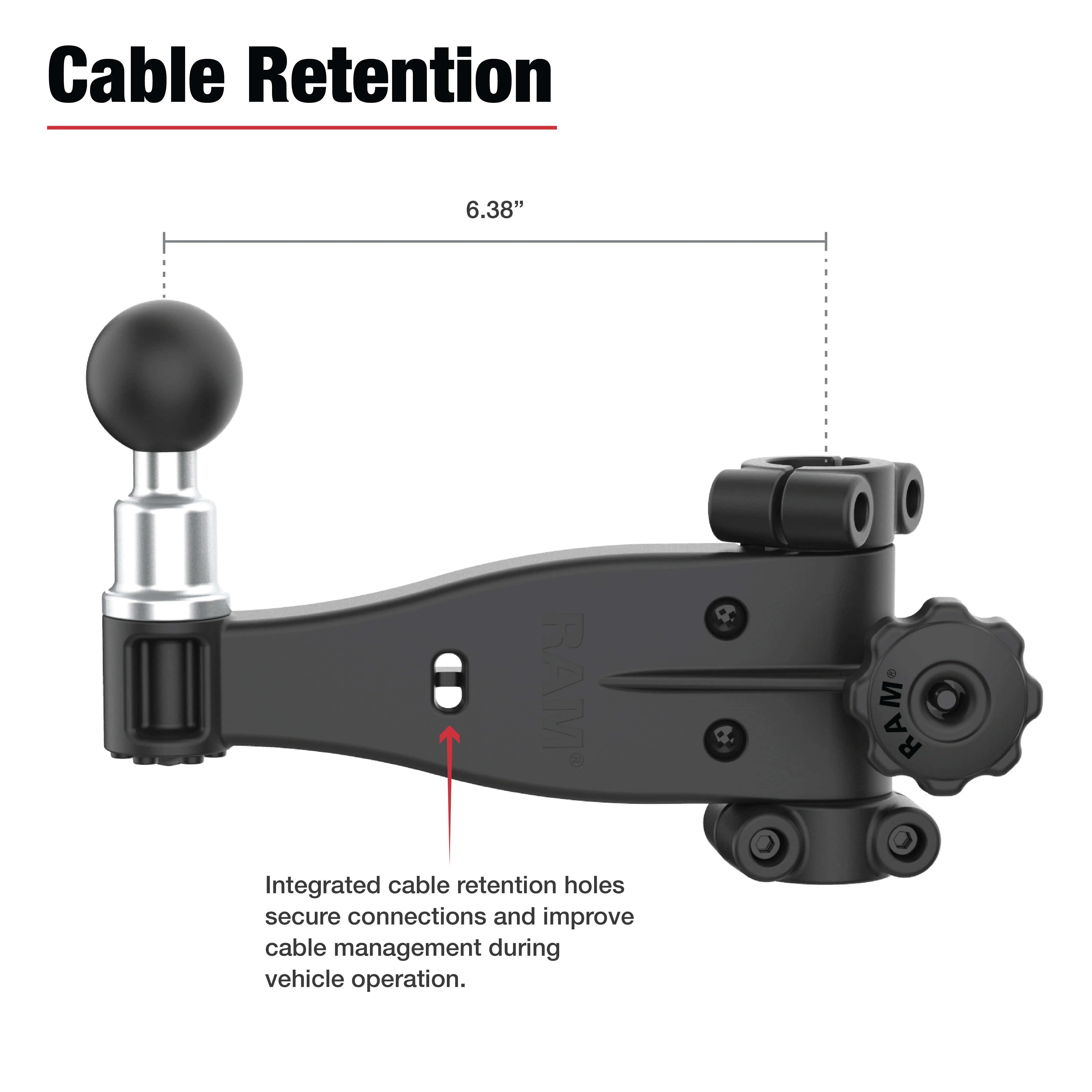 RAM® Friction Hinge Arm with Pin-Lock™ Ball for Tough-Bar™ - Image 4