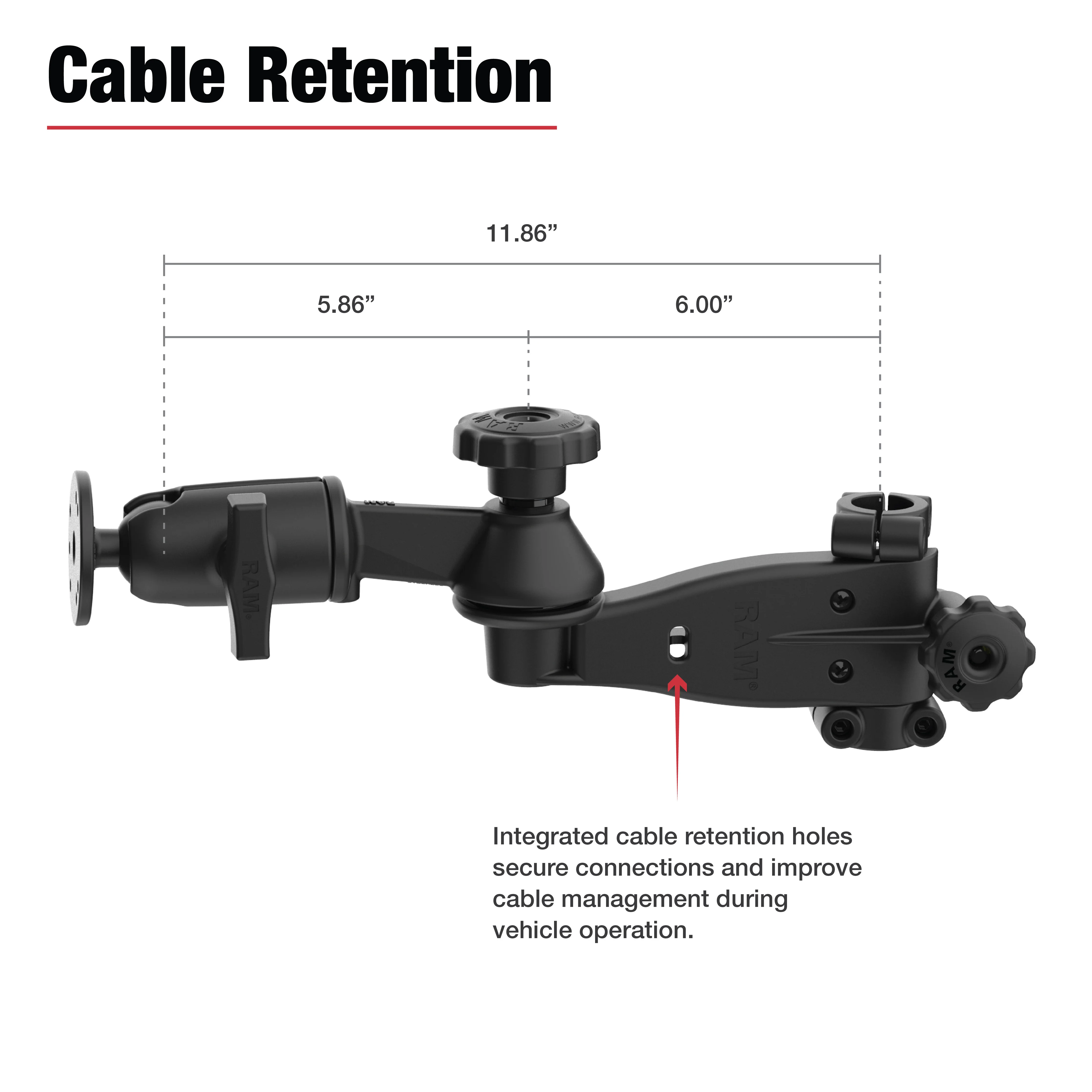 RAM® Friction Hinge 6" Arm & 6" Swing Arm with Ball for Tough-Bar™ - Image 4