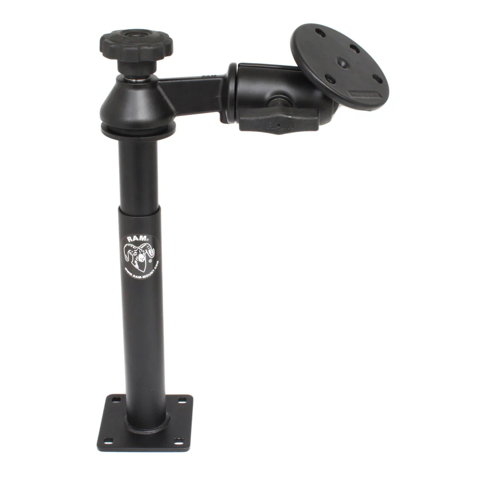 RAM® Tele-Pole™ with 8" & 9" Poles, Single Swing Arm & Large Round Plate