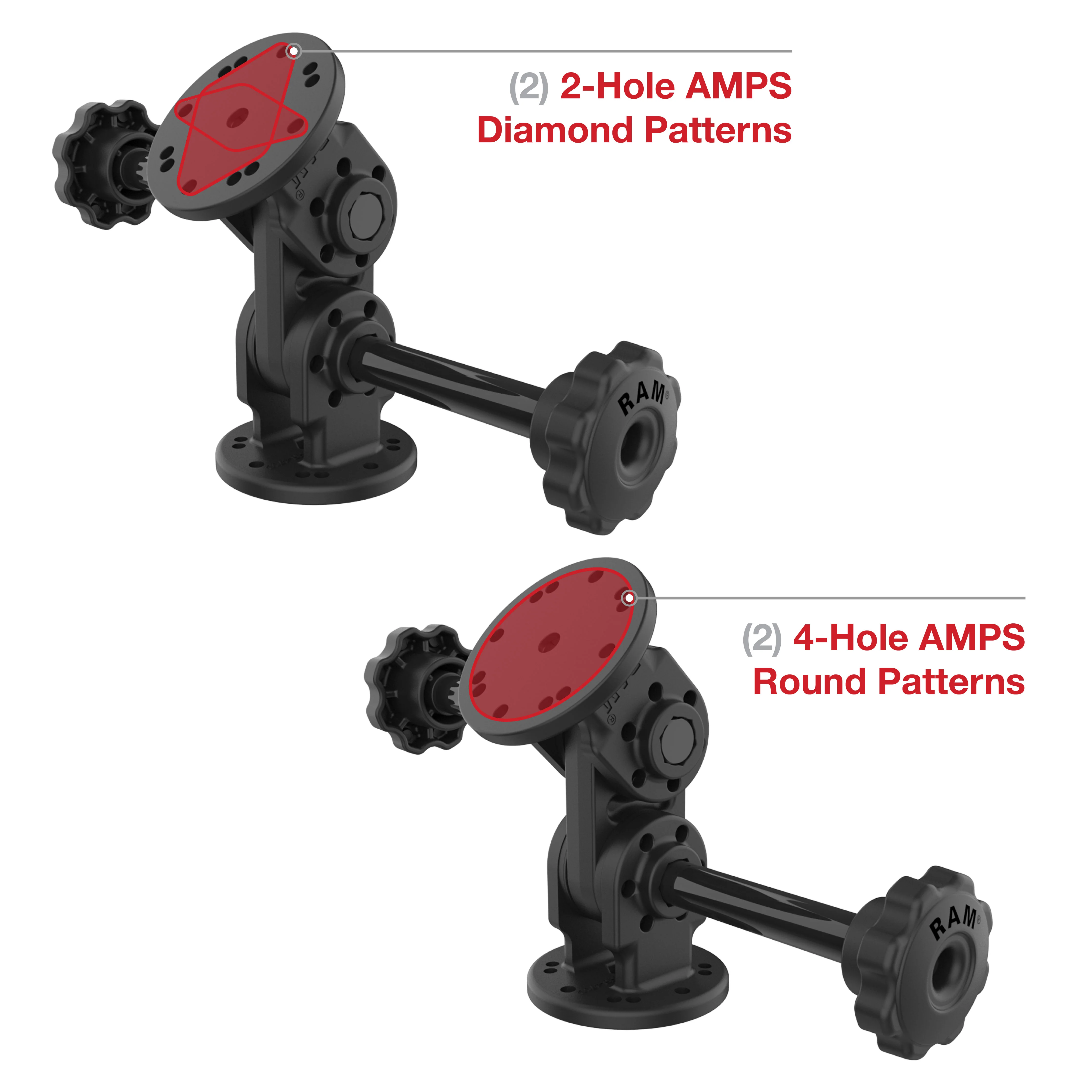 RAM® Dual Straight Pivot Mount with Knob - Image 4