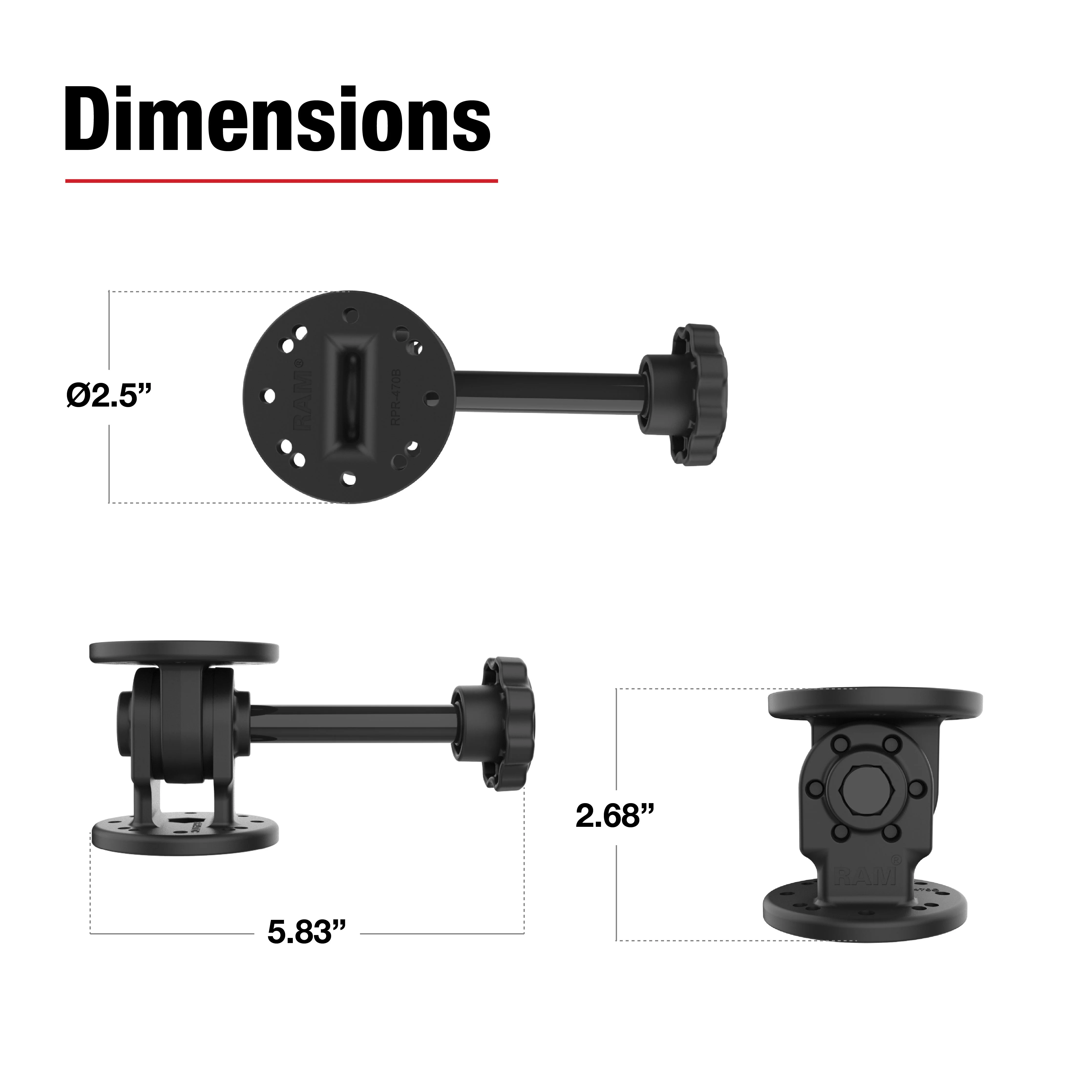 RAM® Single Pivot Mount with Knob - Image 3