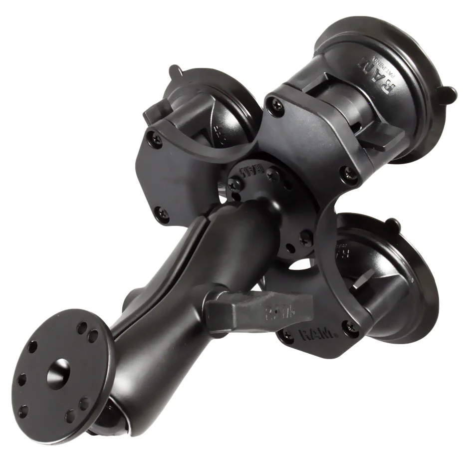 RAM® Twist-Lock™ Triple Suction Cup Mount with Round Plate