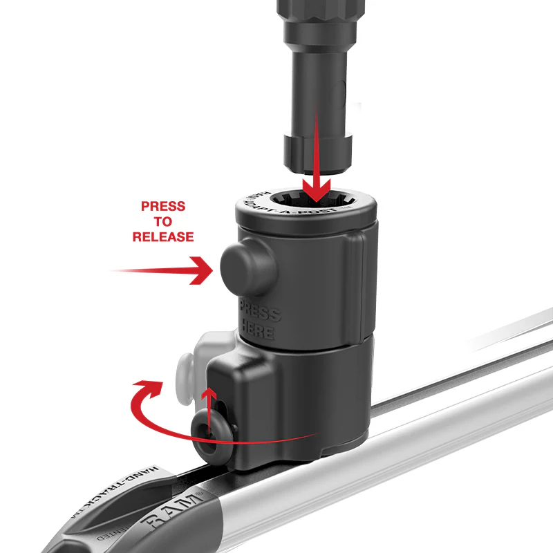 RAM® Tube Jr.™ Holder with Universal Adapt-A-Post™ Track Base - 6" Post - Image 3