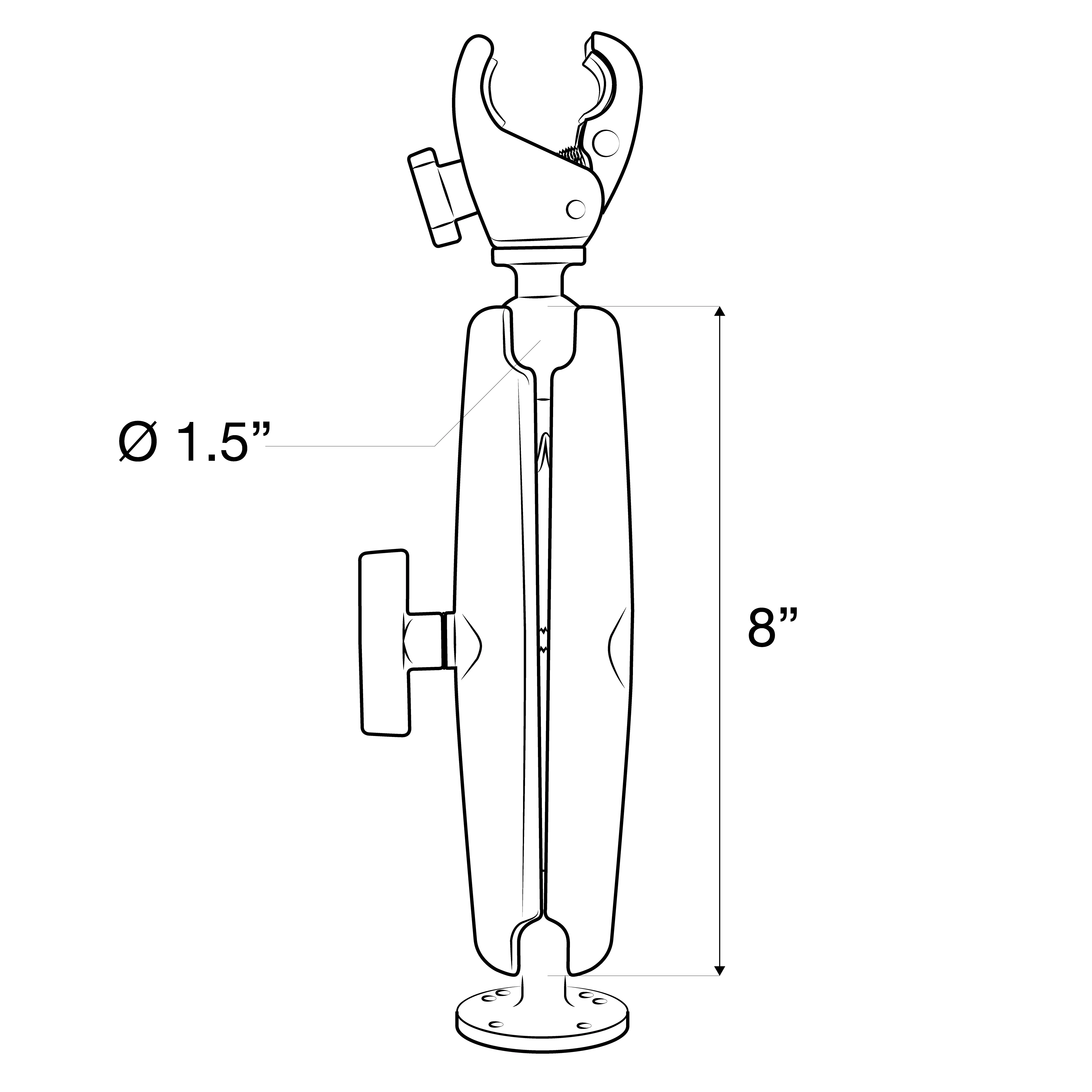 RAM® Trolling Motor Stabilizer - Tough-Claw™ .625" - 1.14" Long Arm - Image 4