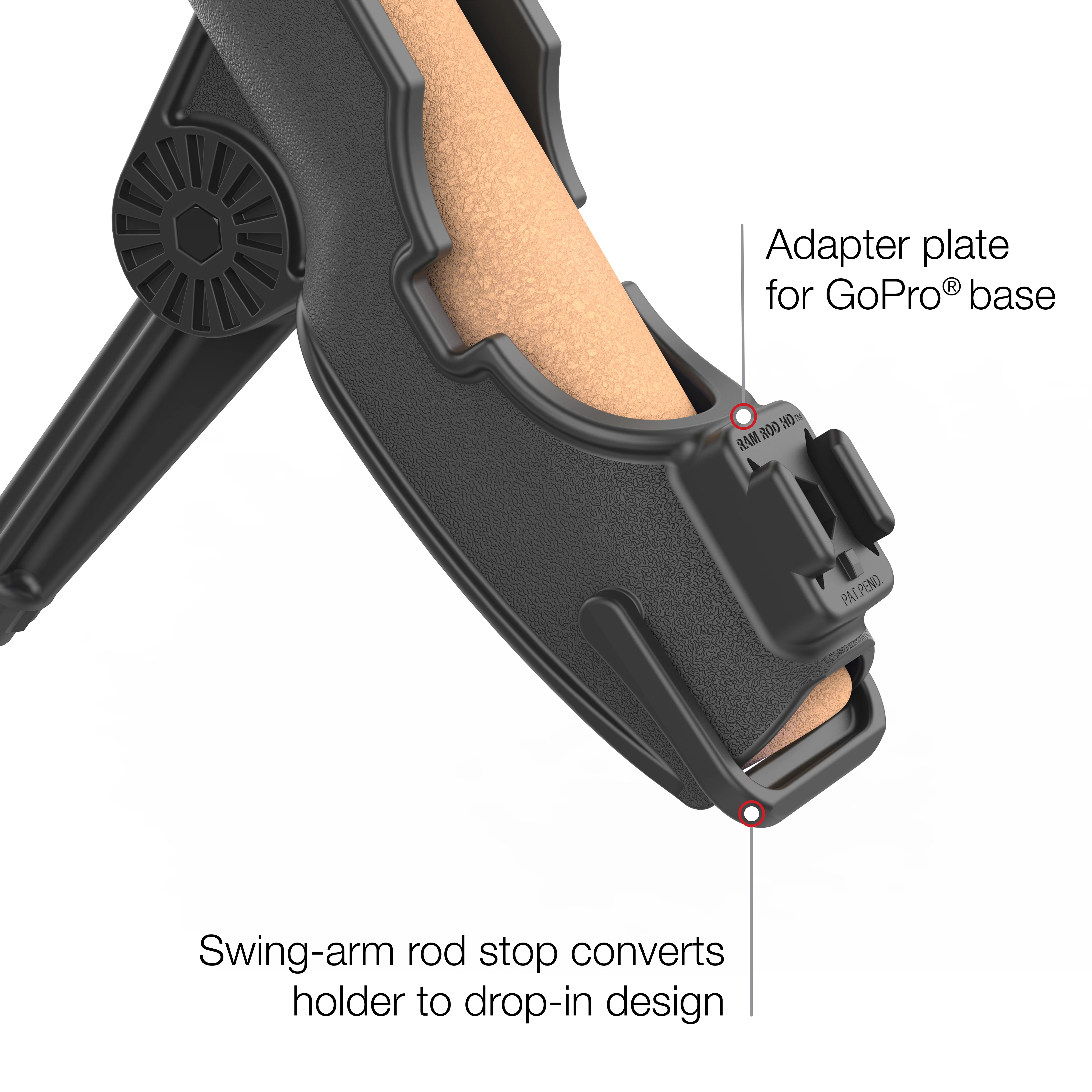 RAM ROD® HD Fishing Rod Holder with Bulkhead/Flat Surface Base - Image 3