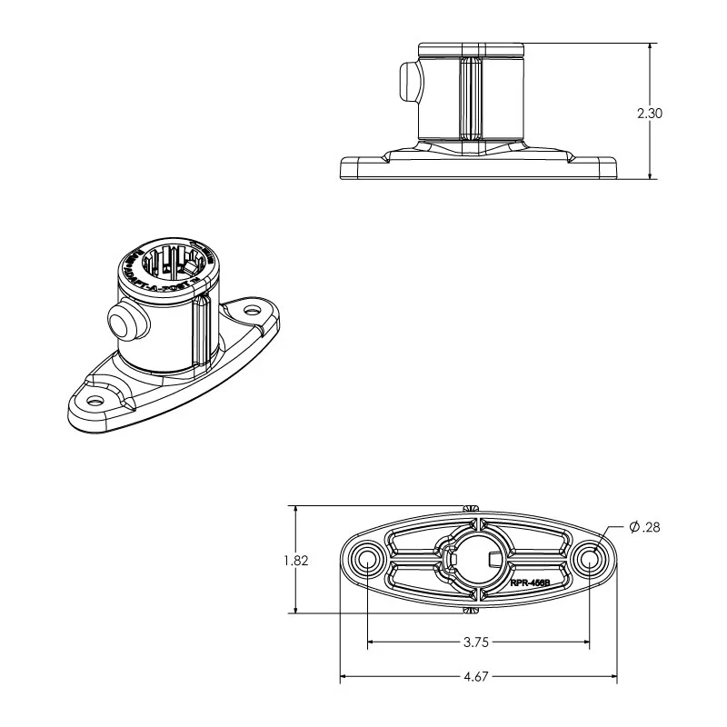 RAM® Universal Adapt-A-Post™ 2-Hole Drill-Down Base - Image 5
