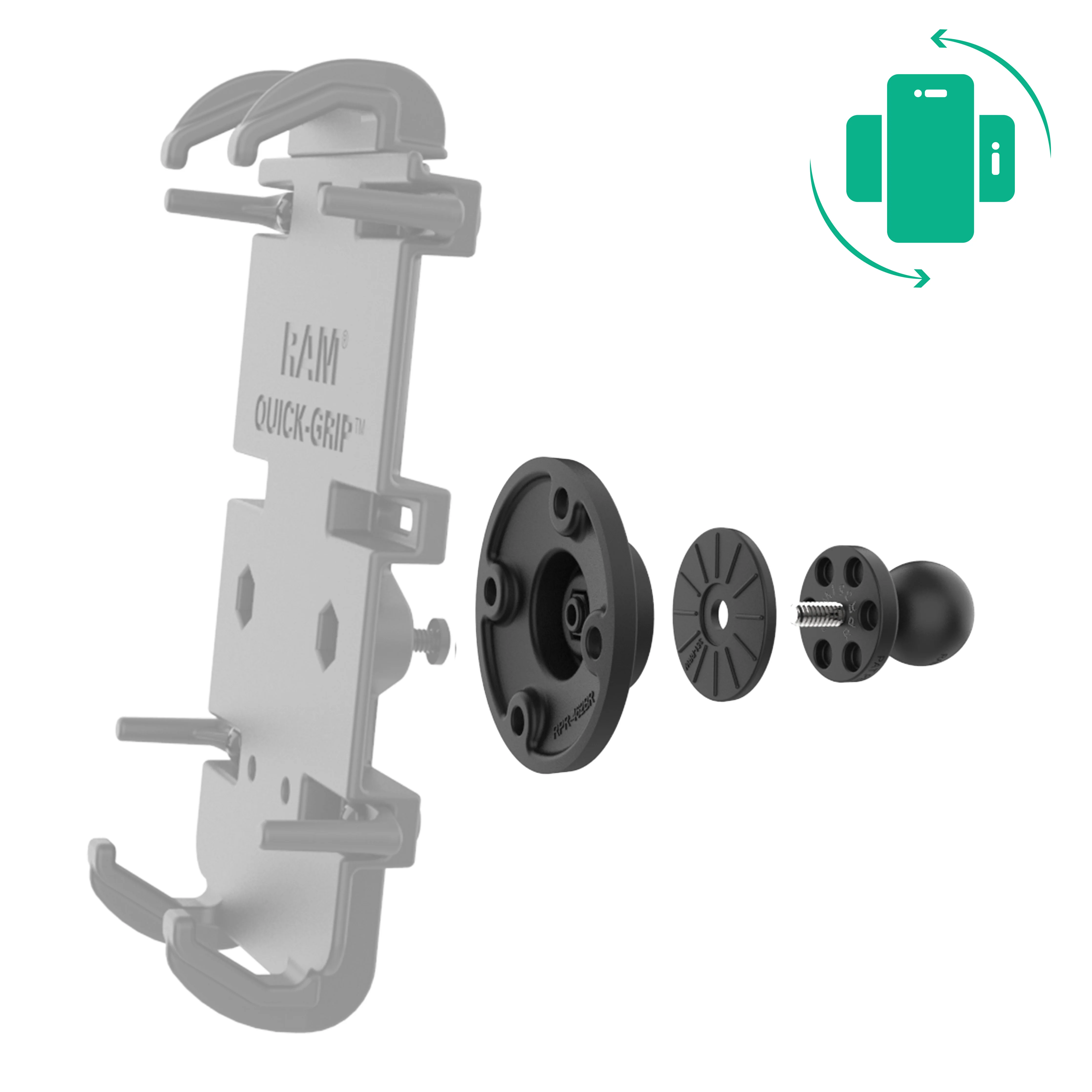 RAM® Rotating Ball Adapter for Phone and Handheld Holders - B Size - Image 2