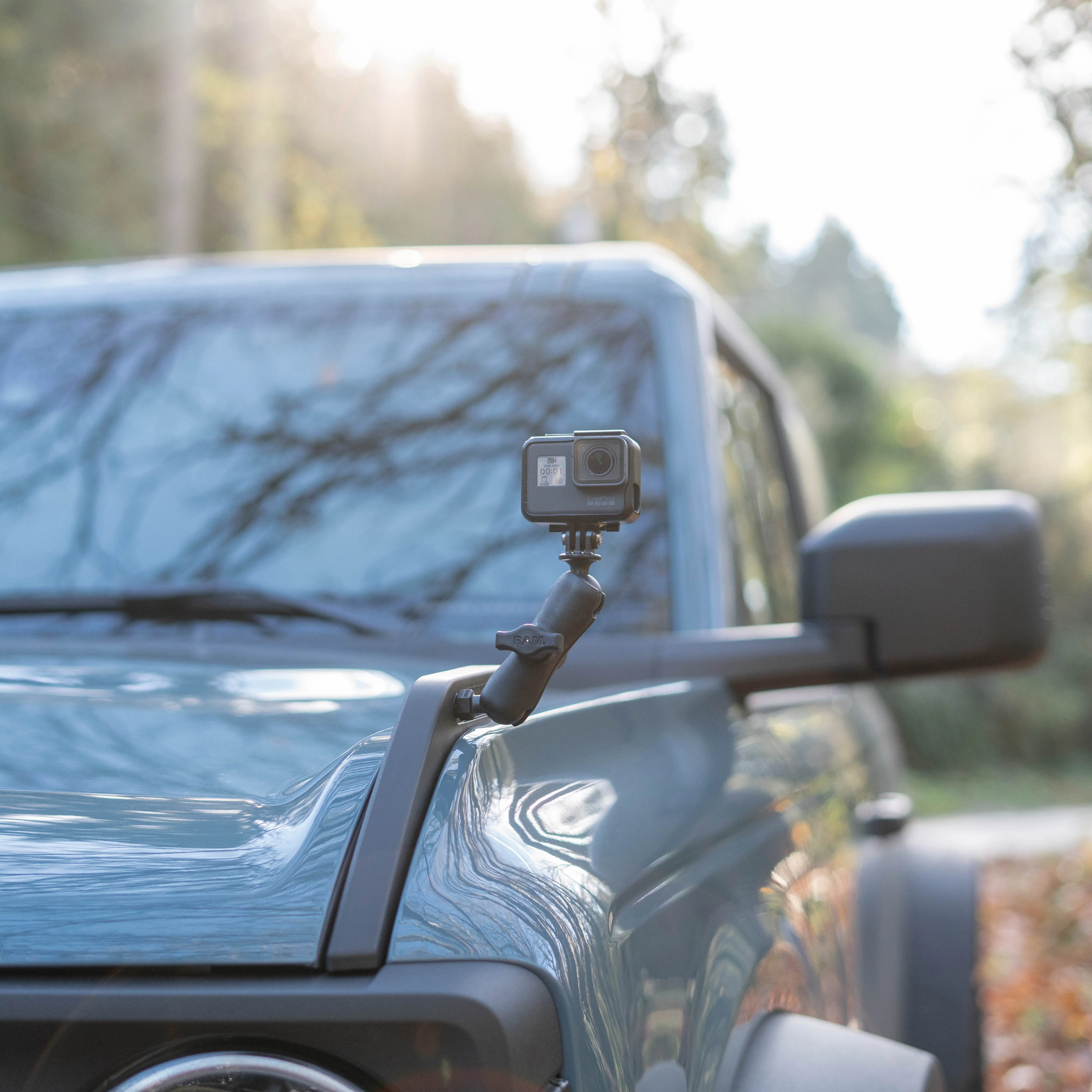 RAM® Tough-Ball™ for Bronco Hood Tie Down with Action Camera Adapter - Image 4
