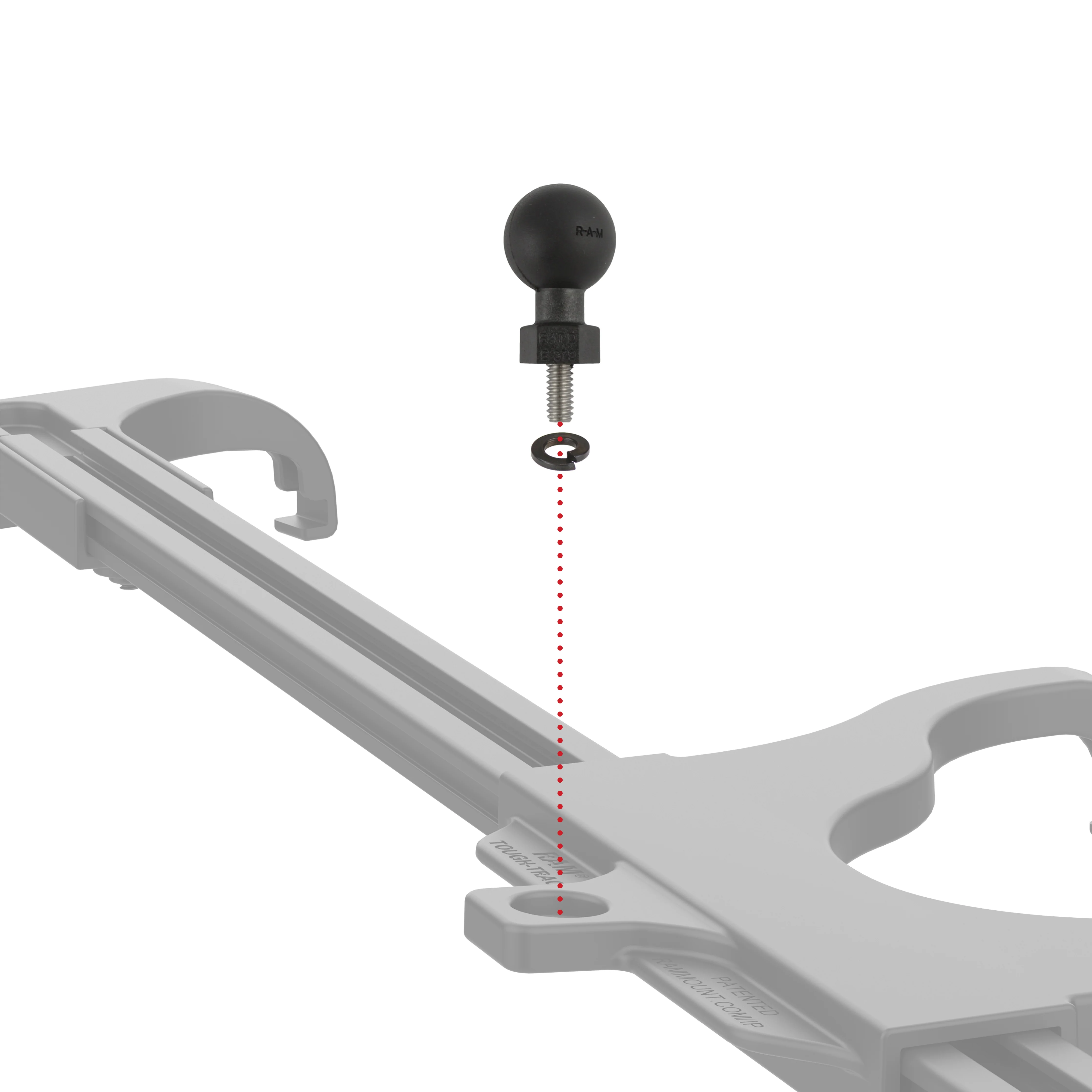 RAM® Tough-Ball™ with 1/4"-20 x .50" Threaded Stud and Lock Washer - Image 2
