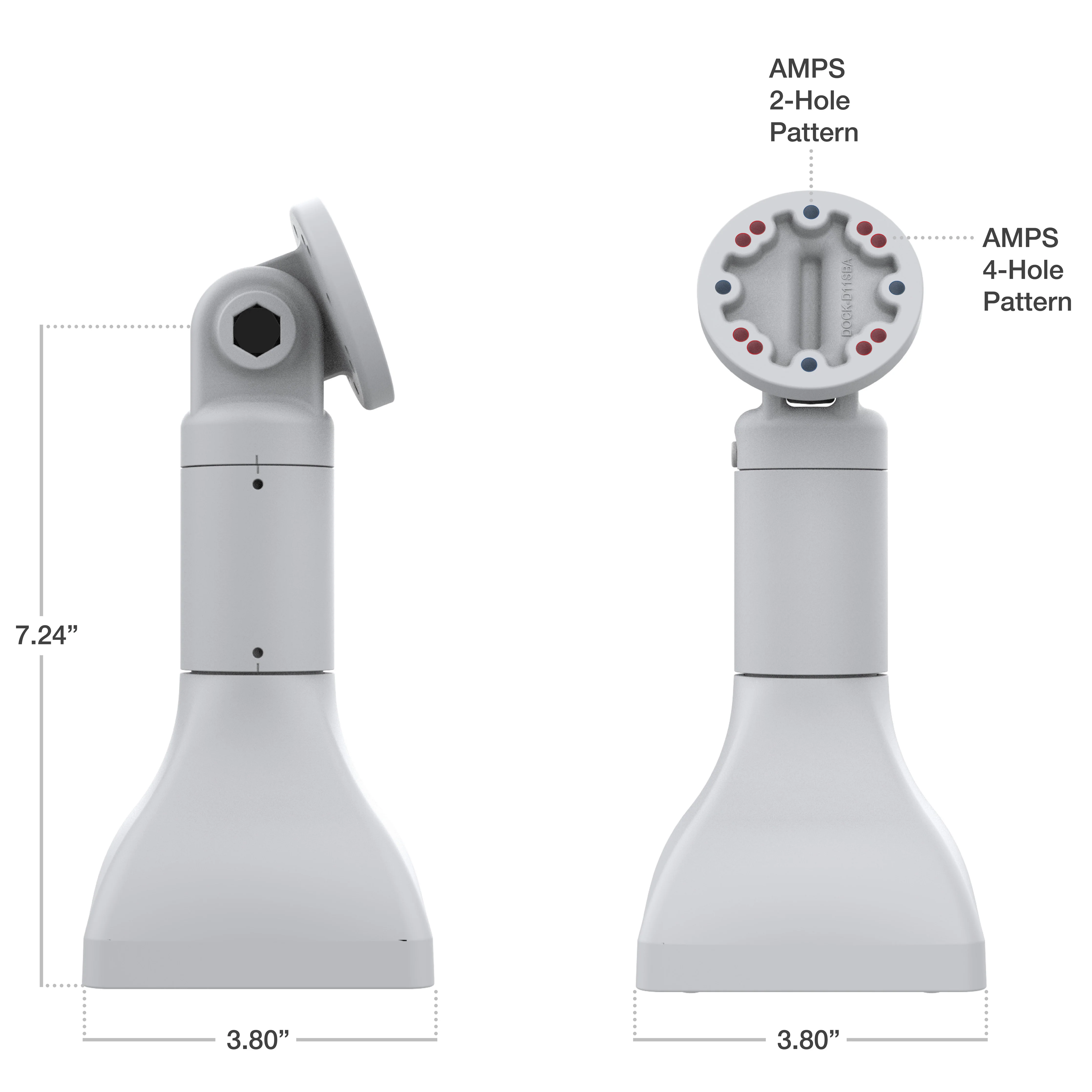 RAM® 7" Pedestal Mount with AMPS Pattern - Gray - Image 4