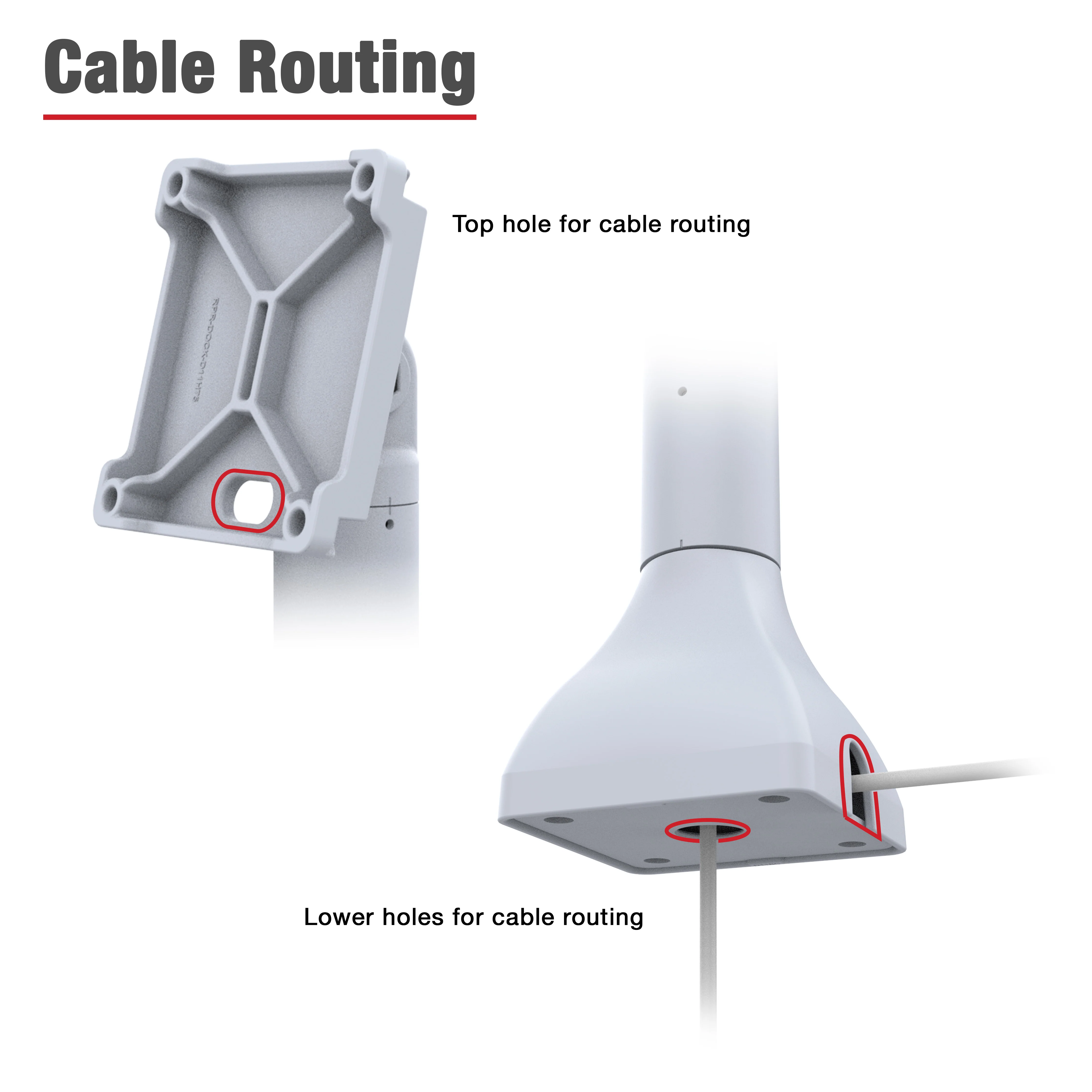 RAM® 14" Pedestal Mount with 100mm VESA & Cable Routing - Gray - Image 5