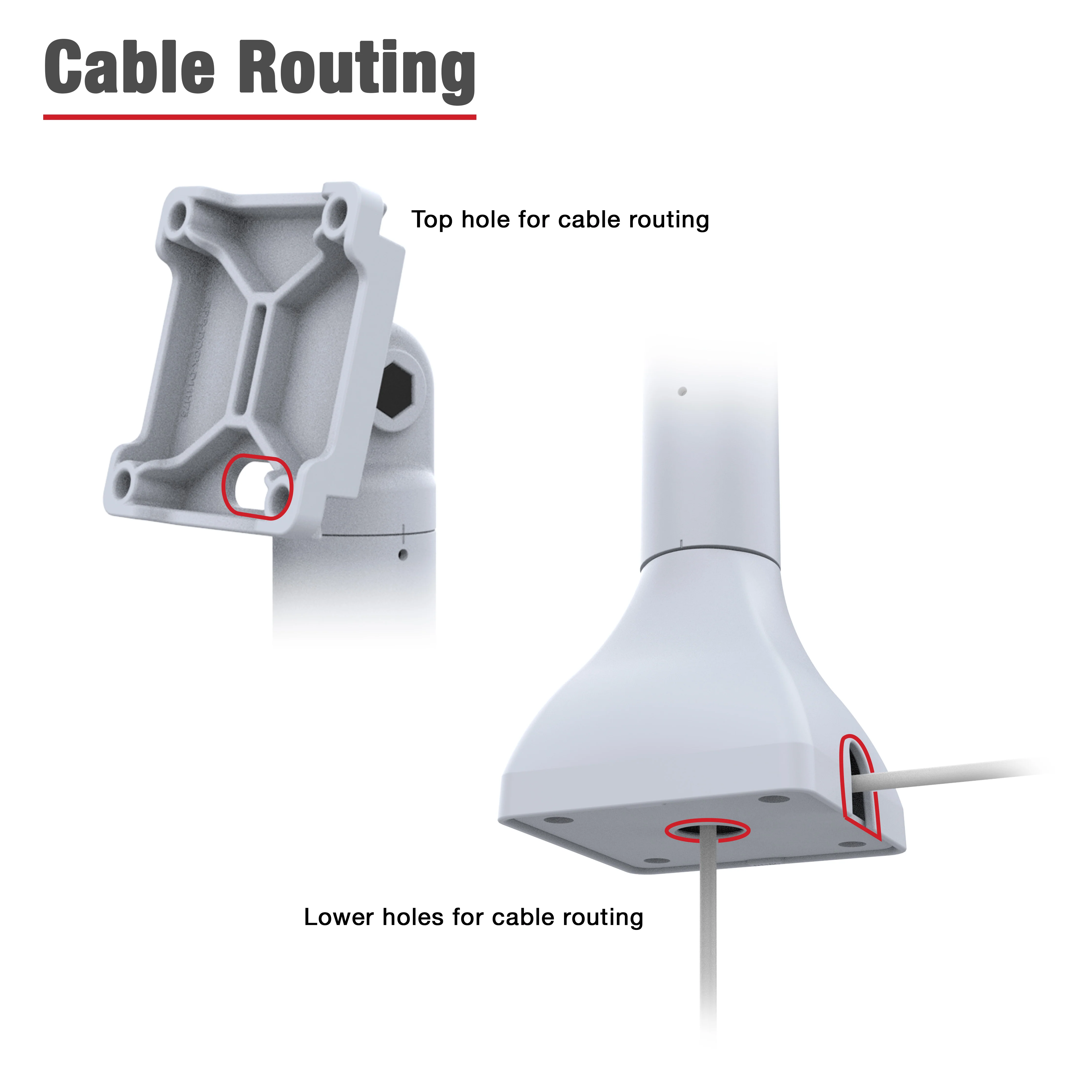 RAM® 7" Pedestal Mount with 75mm VESA & Cable Routing - Gray - Image 5