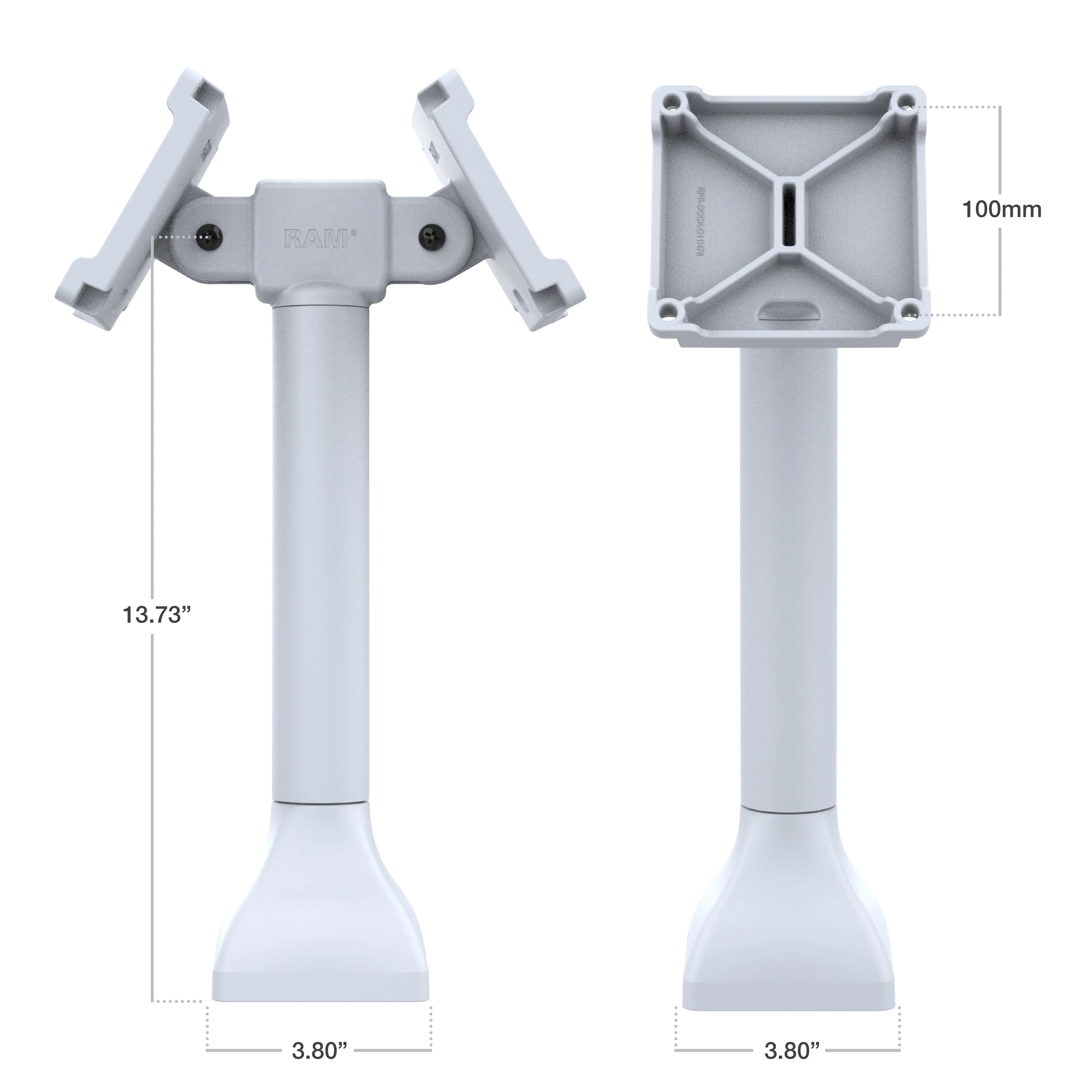 RAM® 14" Pedestal Mount with Dual 100mm VESA Adapters - Gray - Image 3
